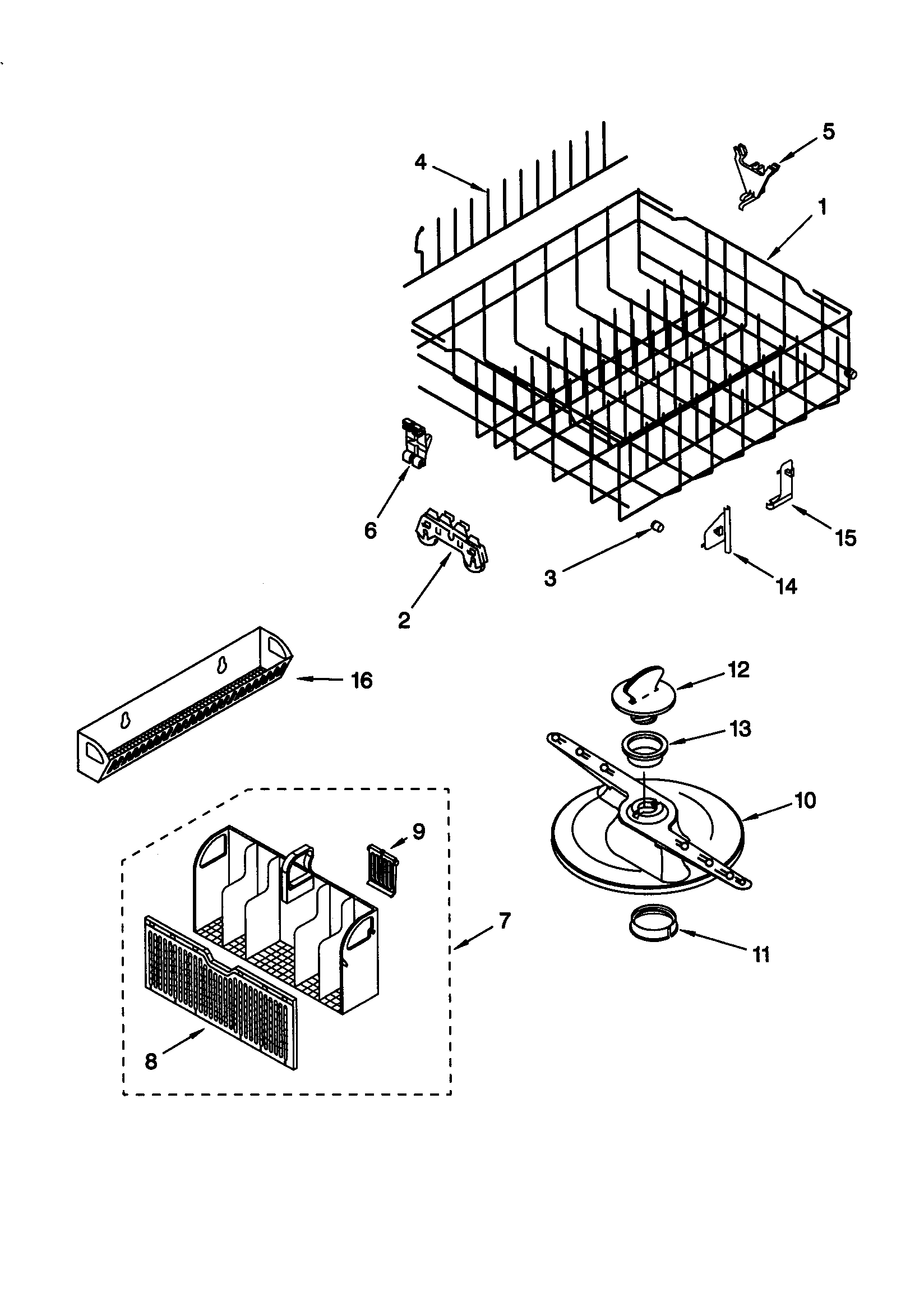 Whirlpool GU980SCGS2 lower dishrack diagram