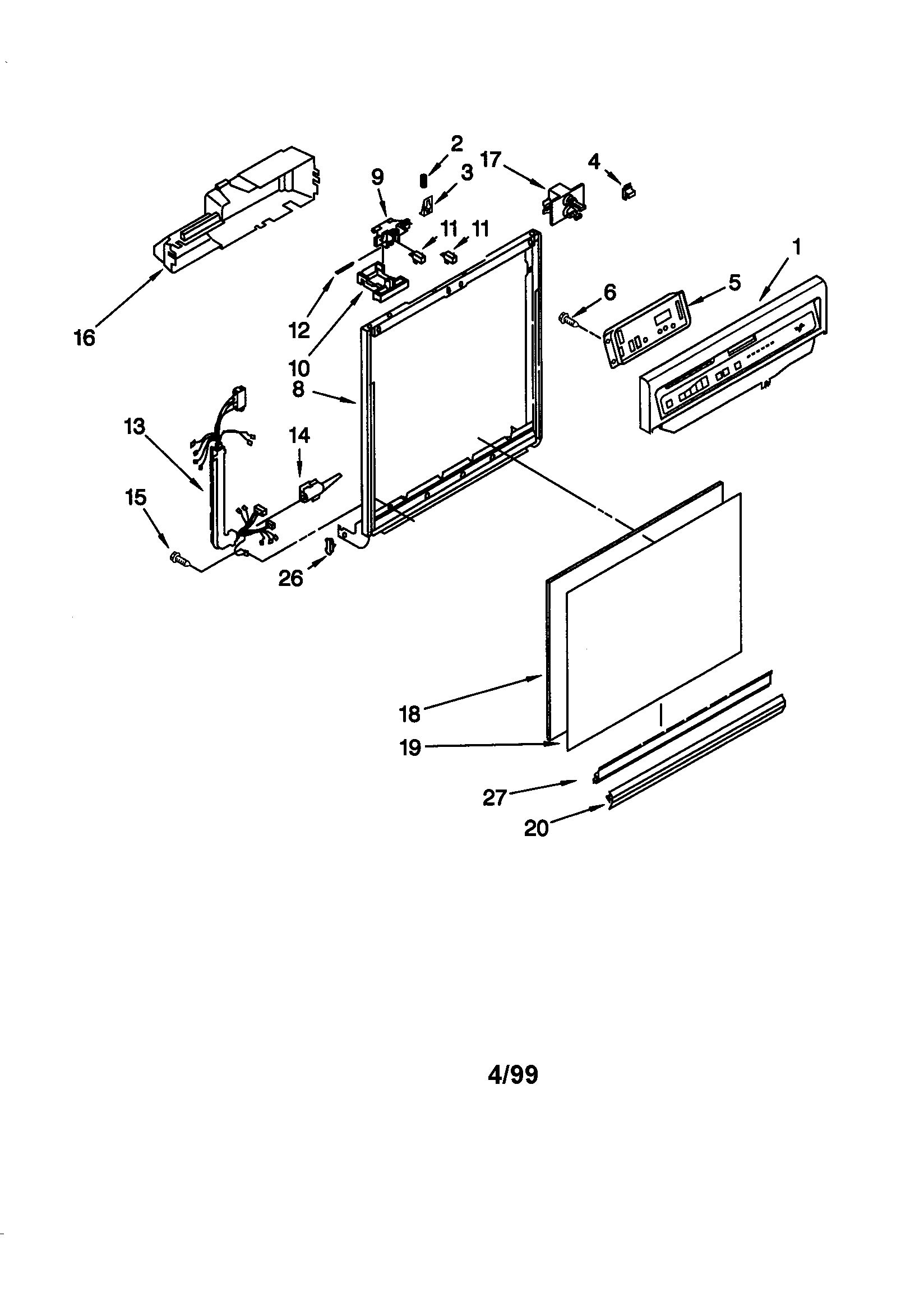 Whirlpool DP920PFGY2 frame and console diagram