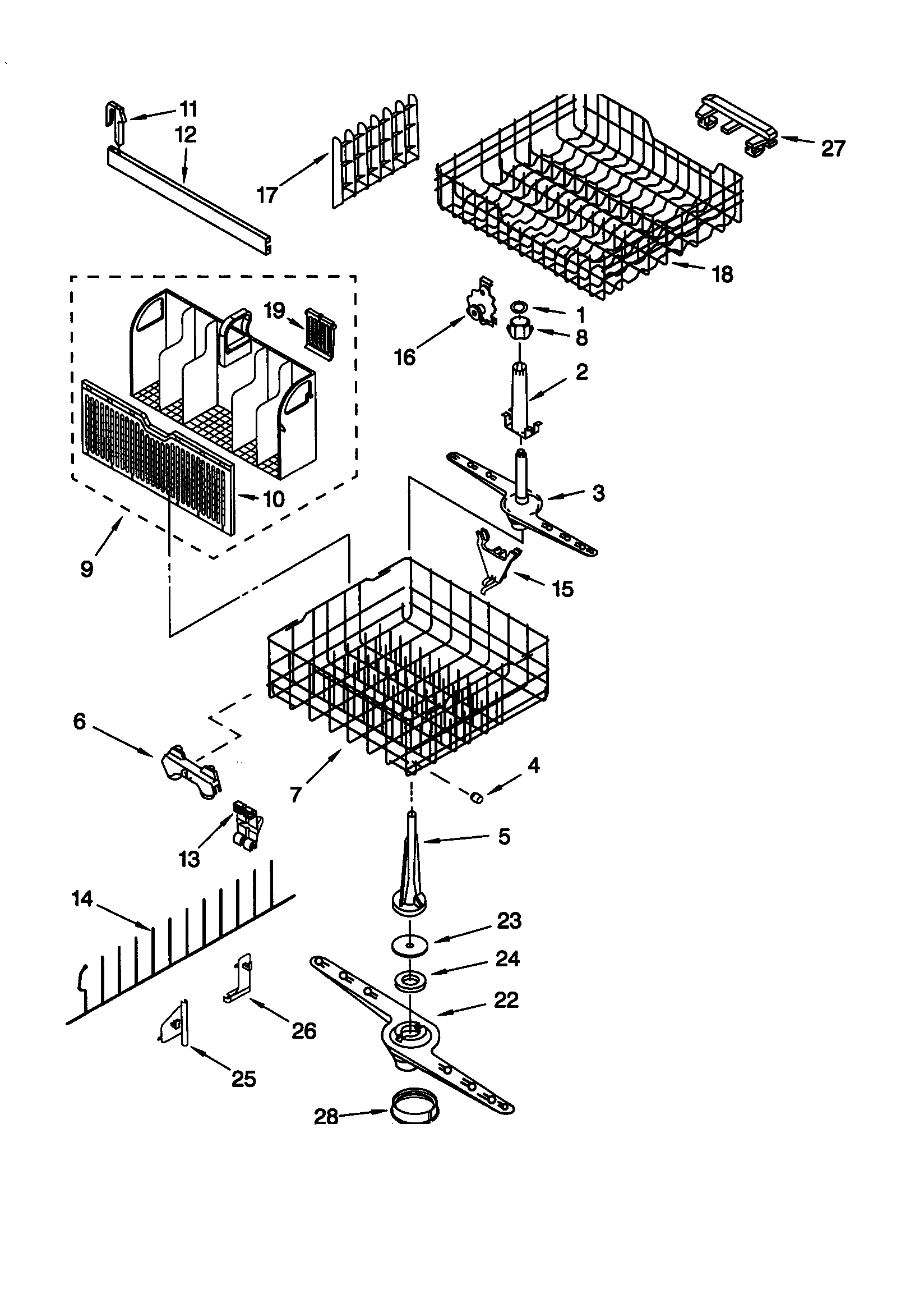 Whirlpool DP920PFGY2 dishrack diagram