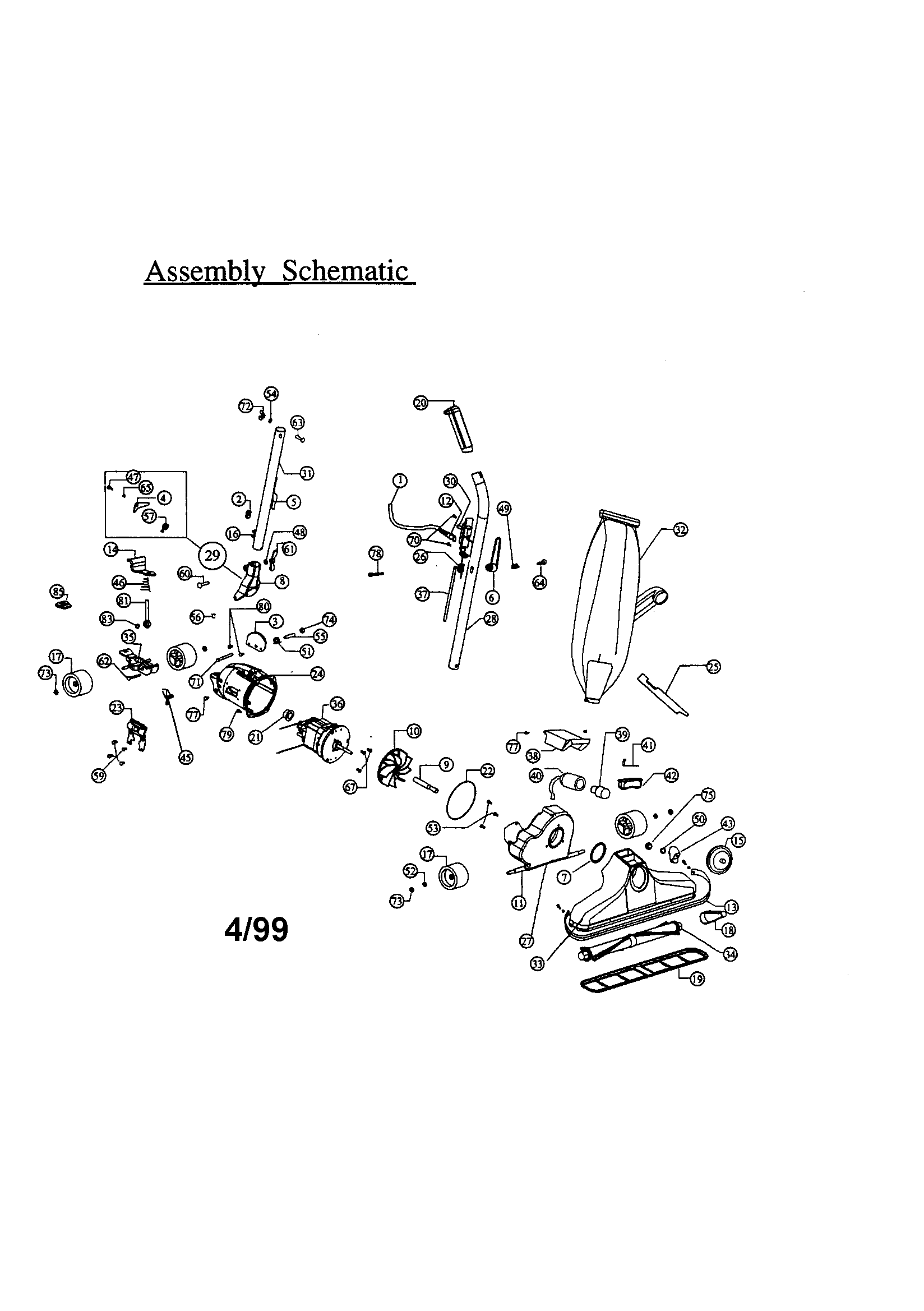 Dirt Devil 97001 assembly schematic diagram