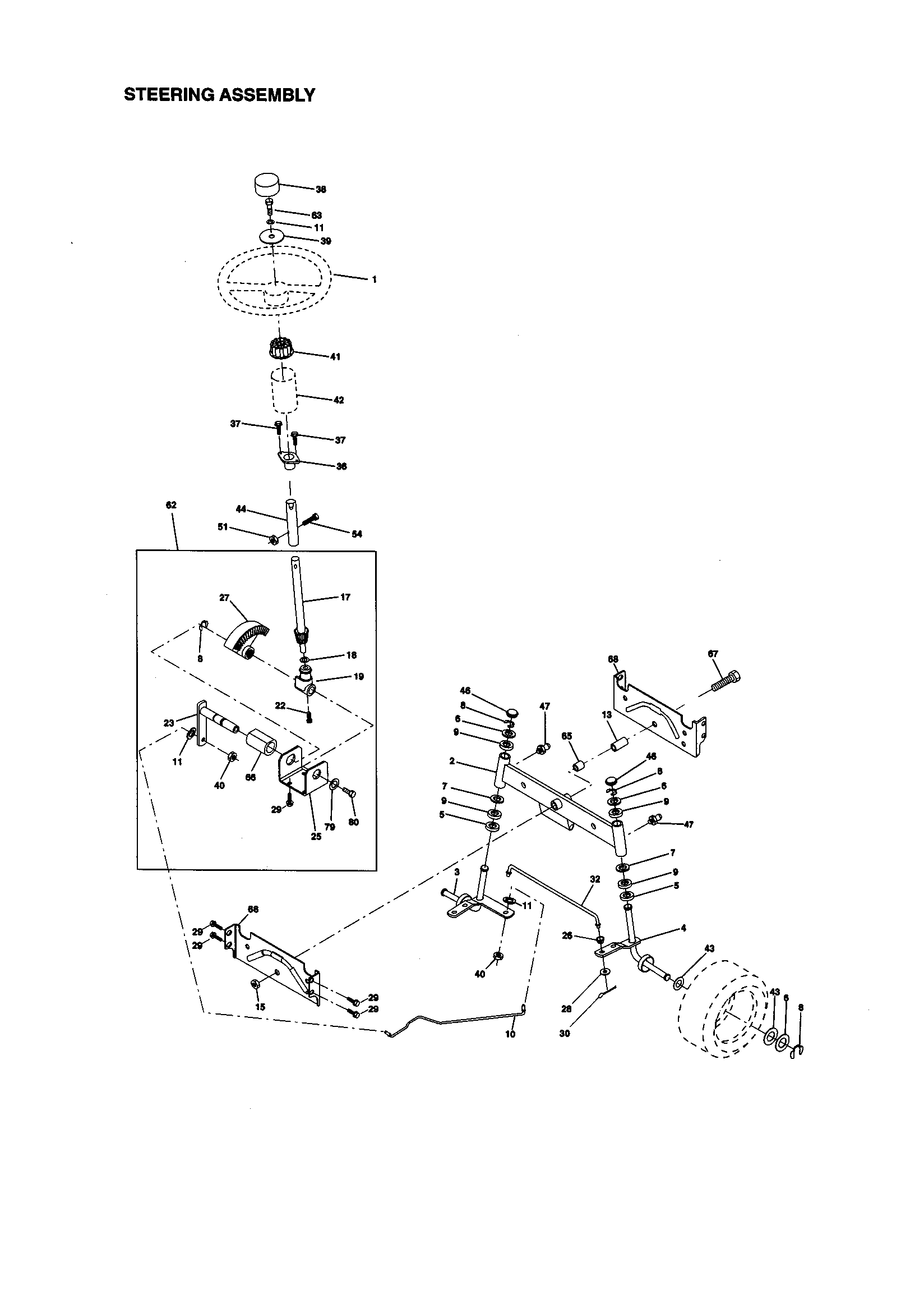 Craftsman 917270823 steering assembly diagram