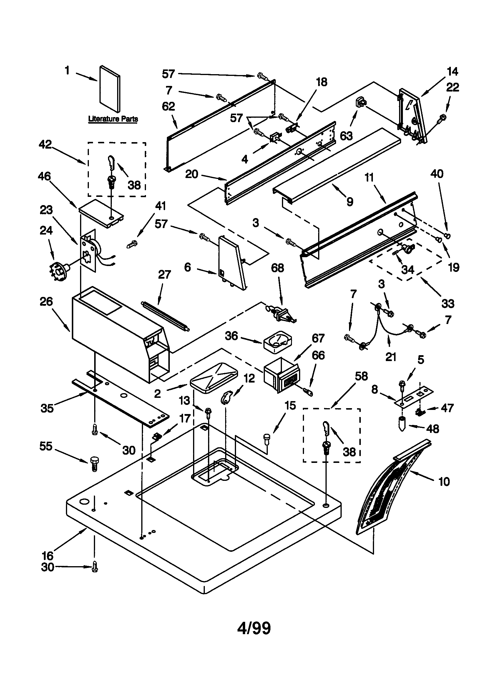 Kenmore 11069032990 top and console diagram