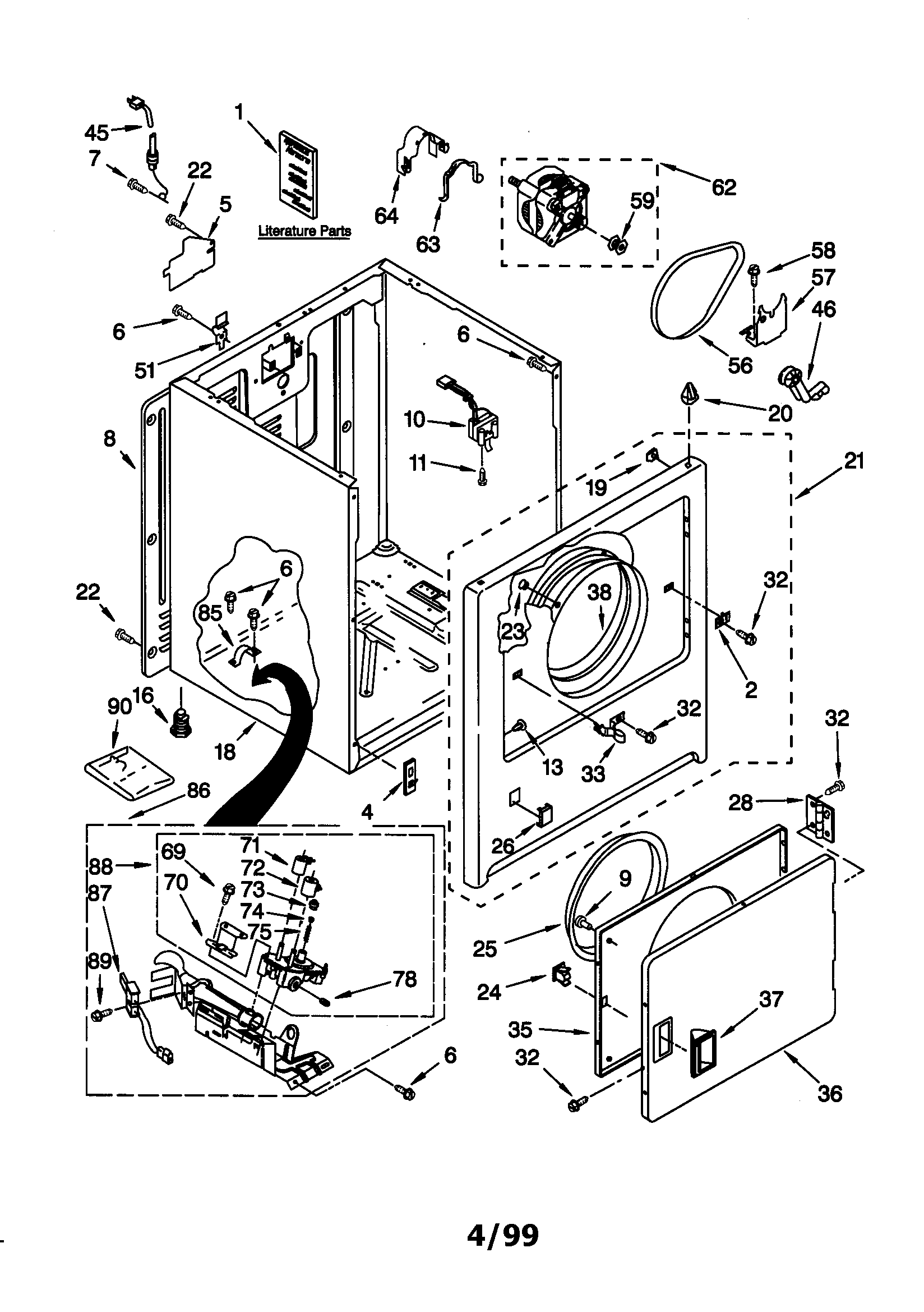 Kenmore 11070212990 cabinet diagram