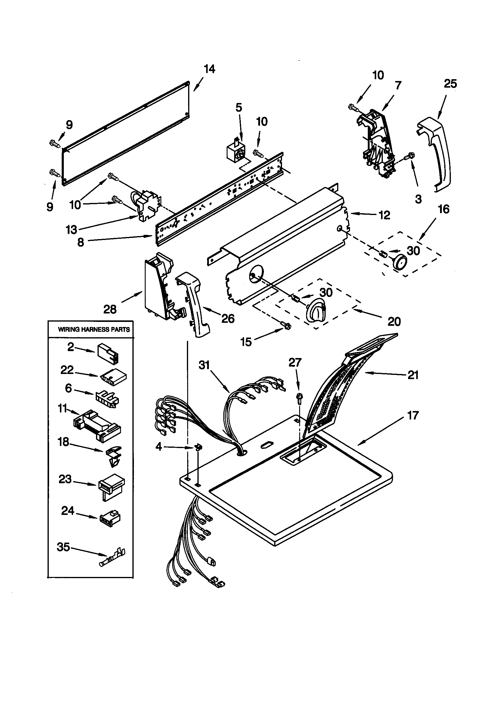 Kenmore 11070212990 top and console diagram