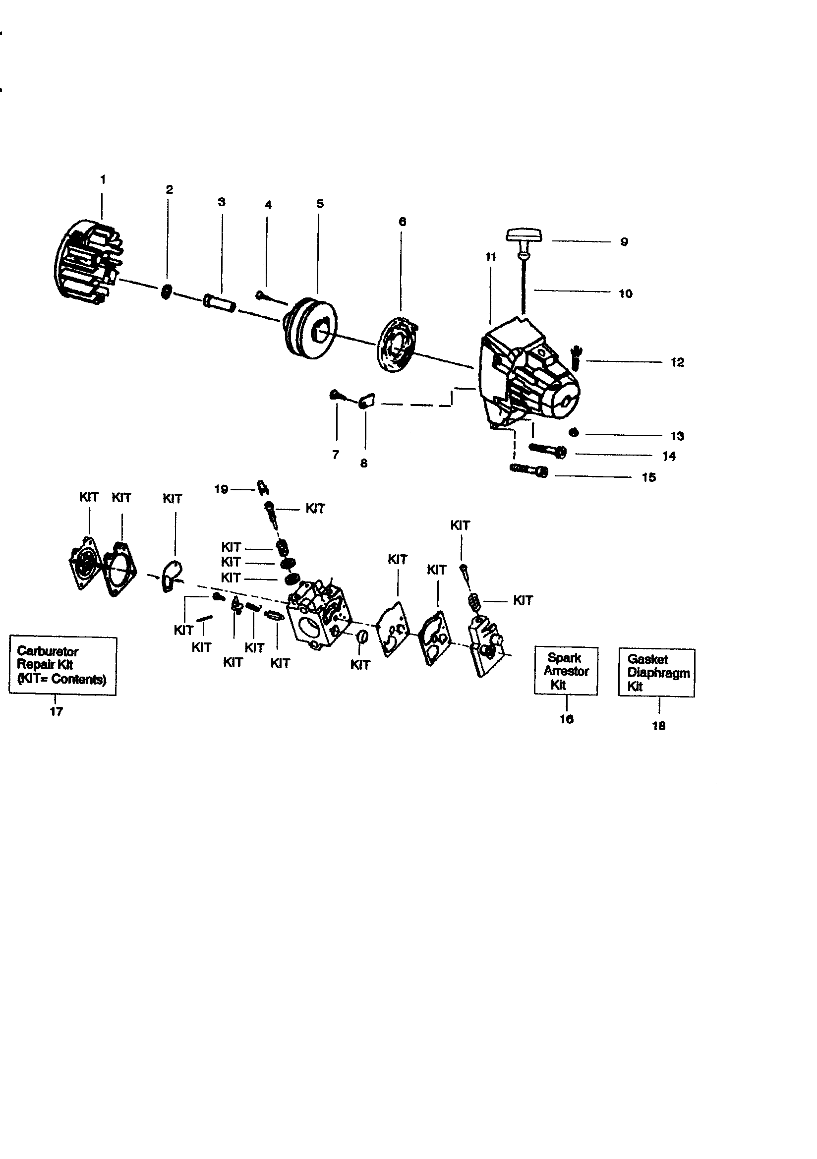 Craftsman 358796090 flywheel and stater handle diagram
