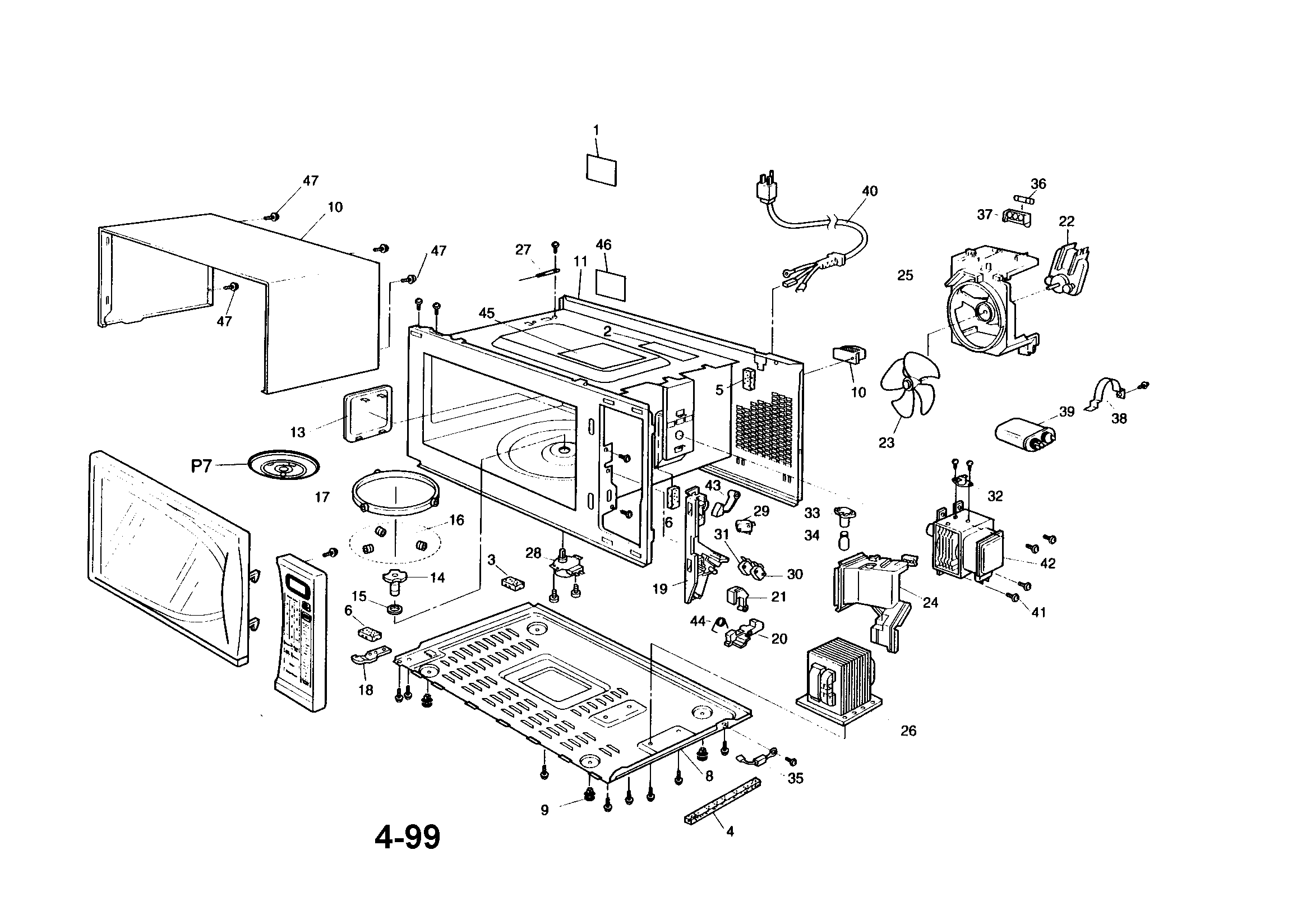 Panasonic NN-L639WA cabinet/switches diagram