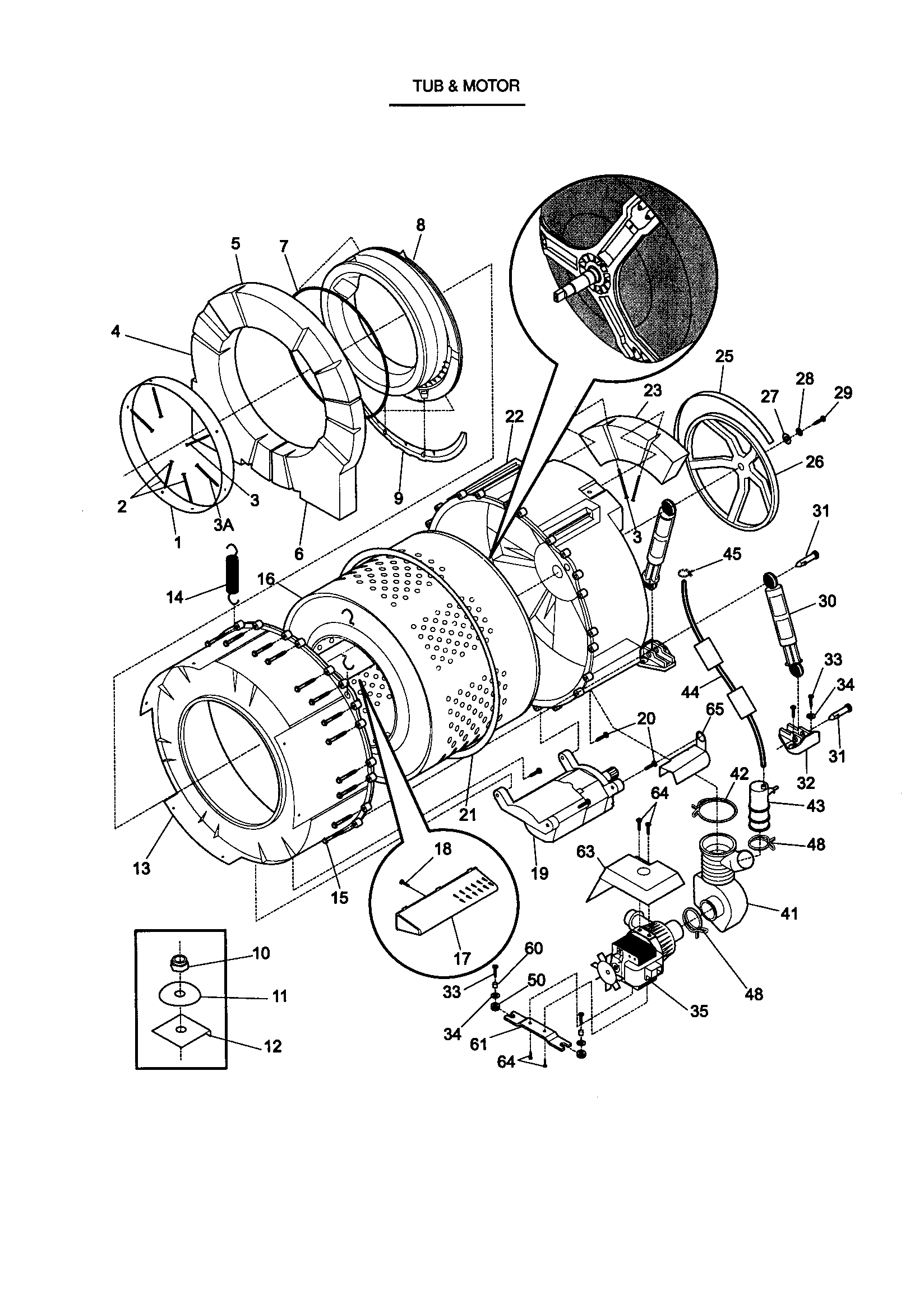 Kenmore 41739022890 tub and motor diagram