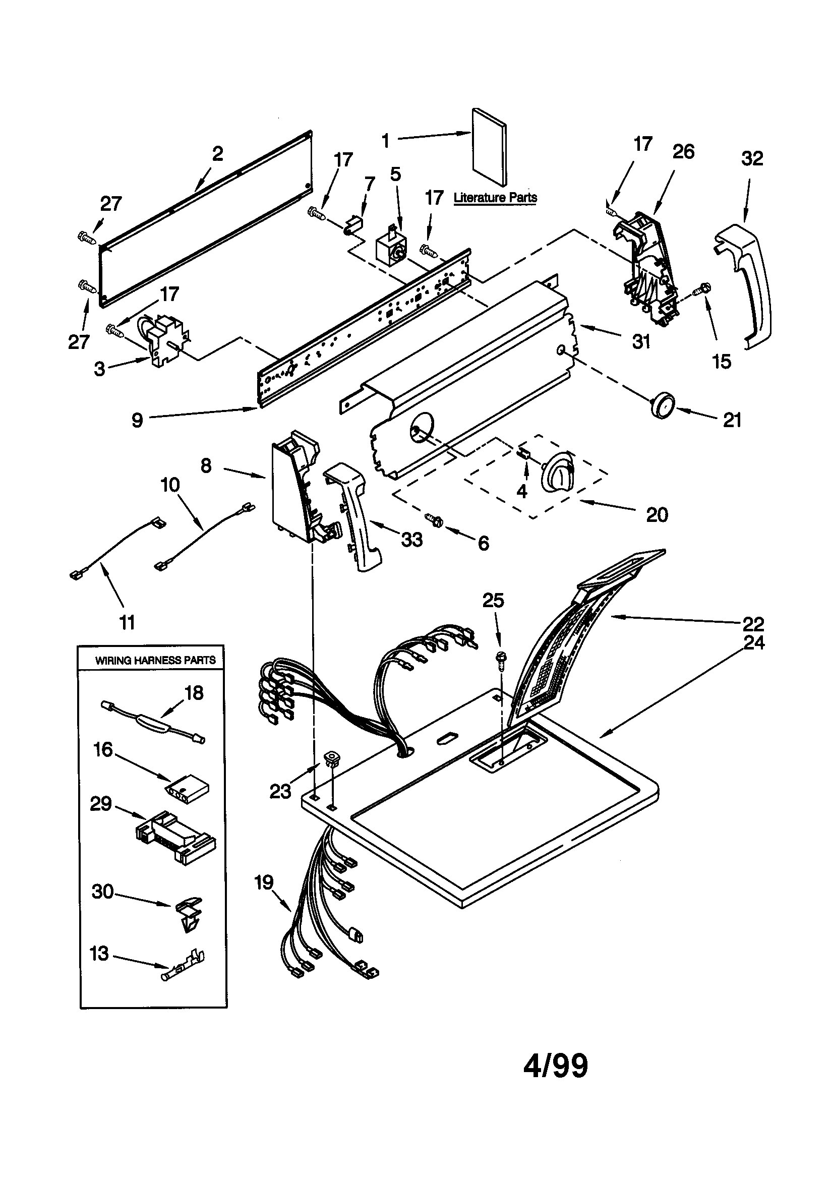 Kenmore 11060622990 top and console diagram