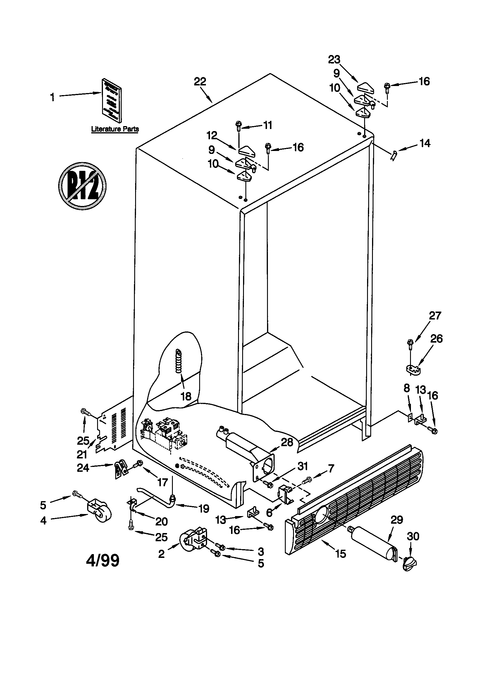 Kenmore 10659589990 cabinet diagram