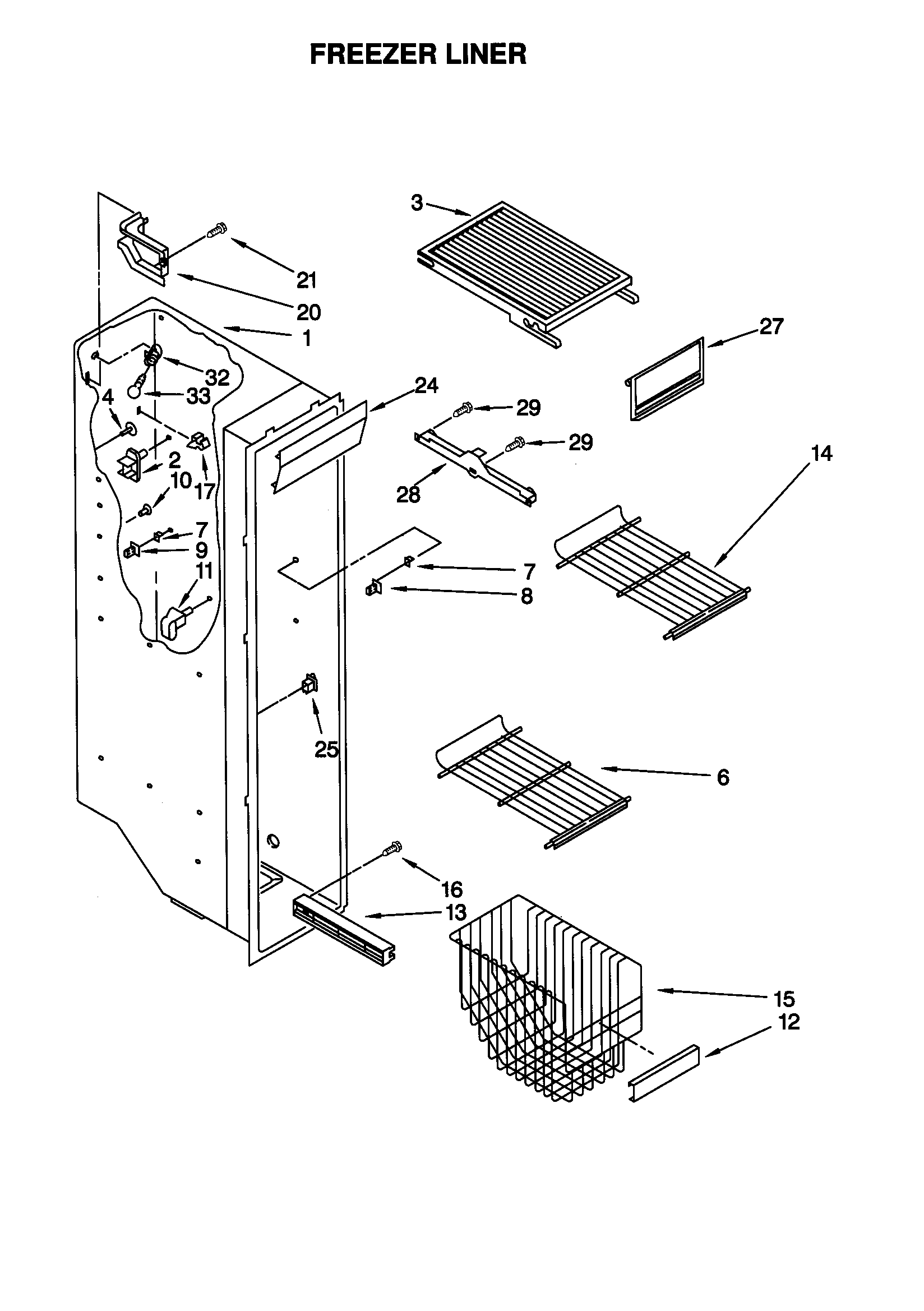 Kenmore 10659589990 freezer liner diagram