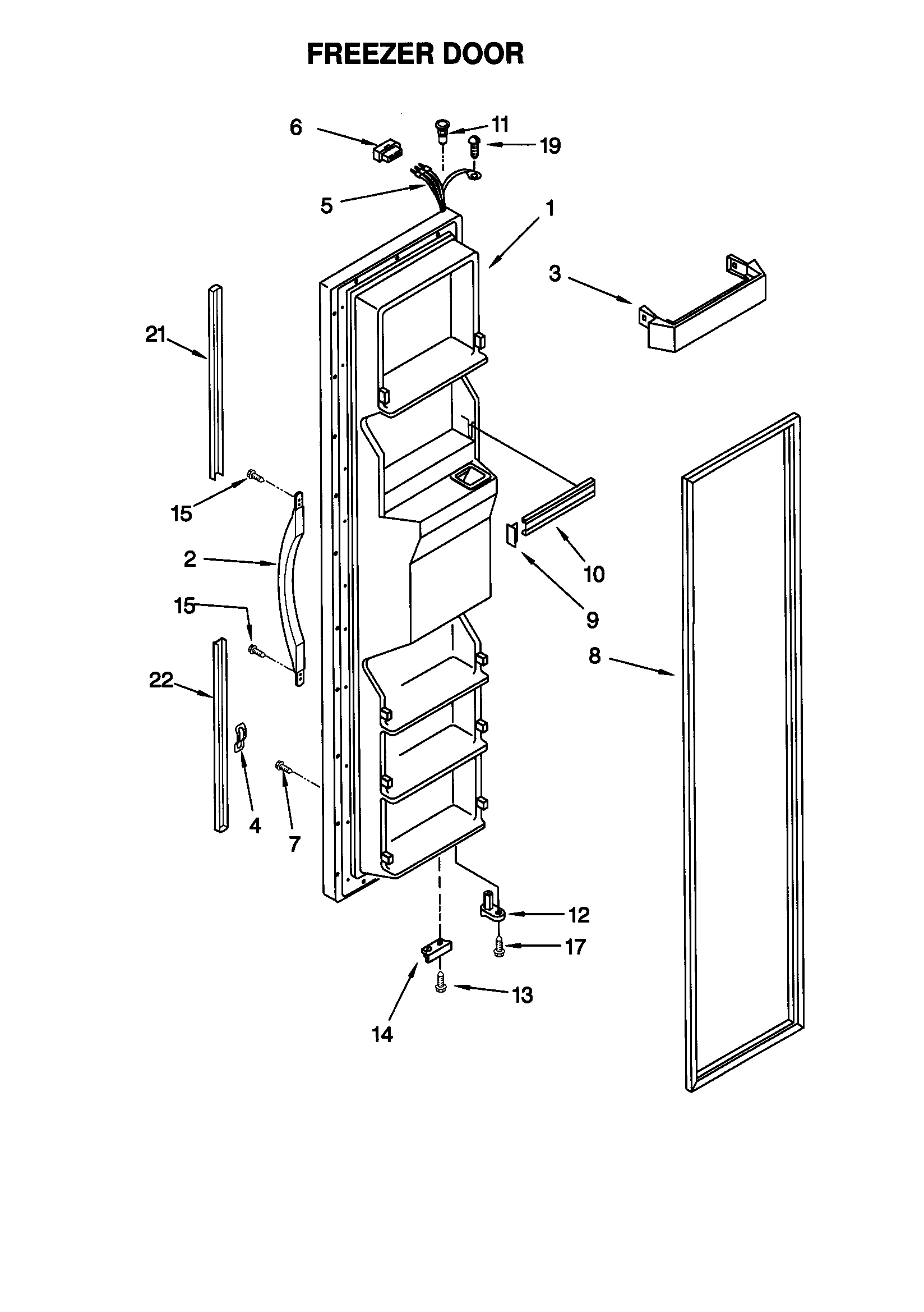 Kenmore 10659589990 freezer door diagram
