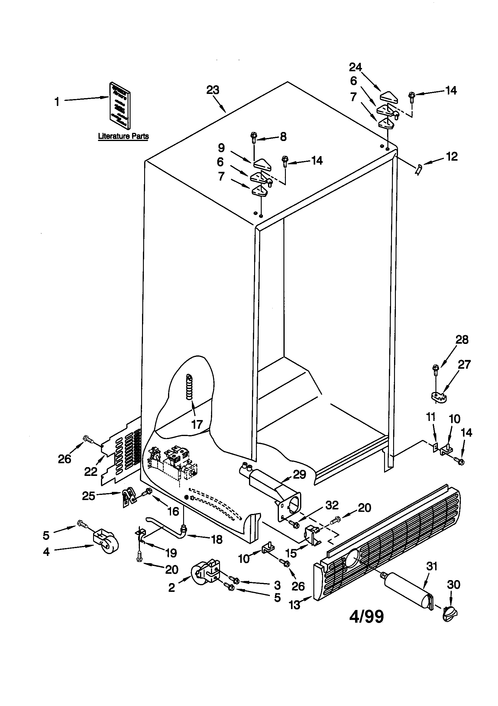 Kenmore 10659789990 cabinet diagram