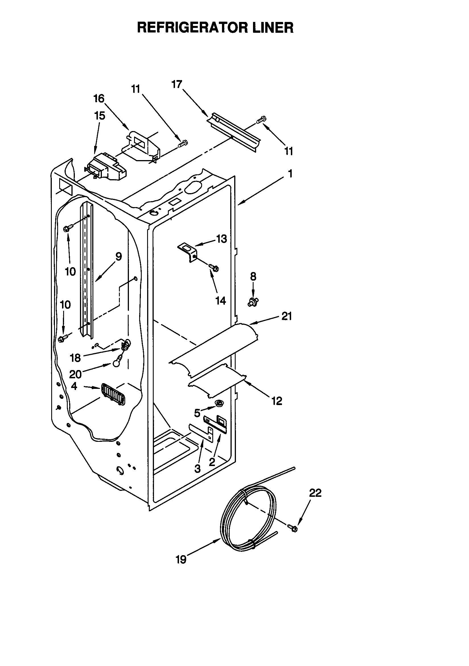 Kenmore 10659789990 refrigerator liner diagram