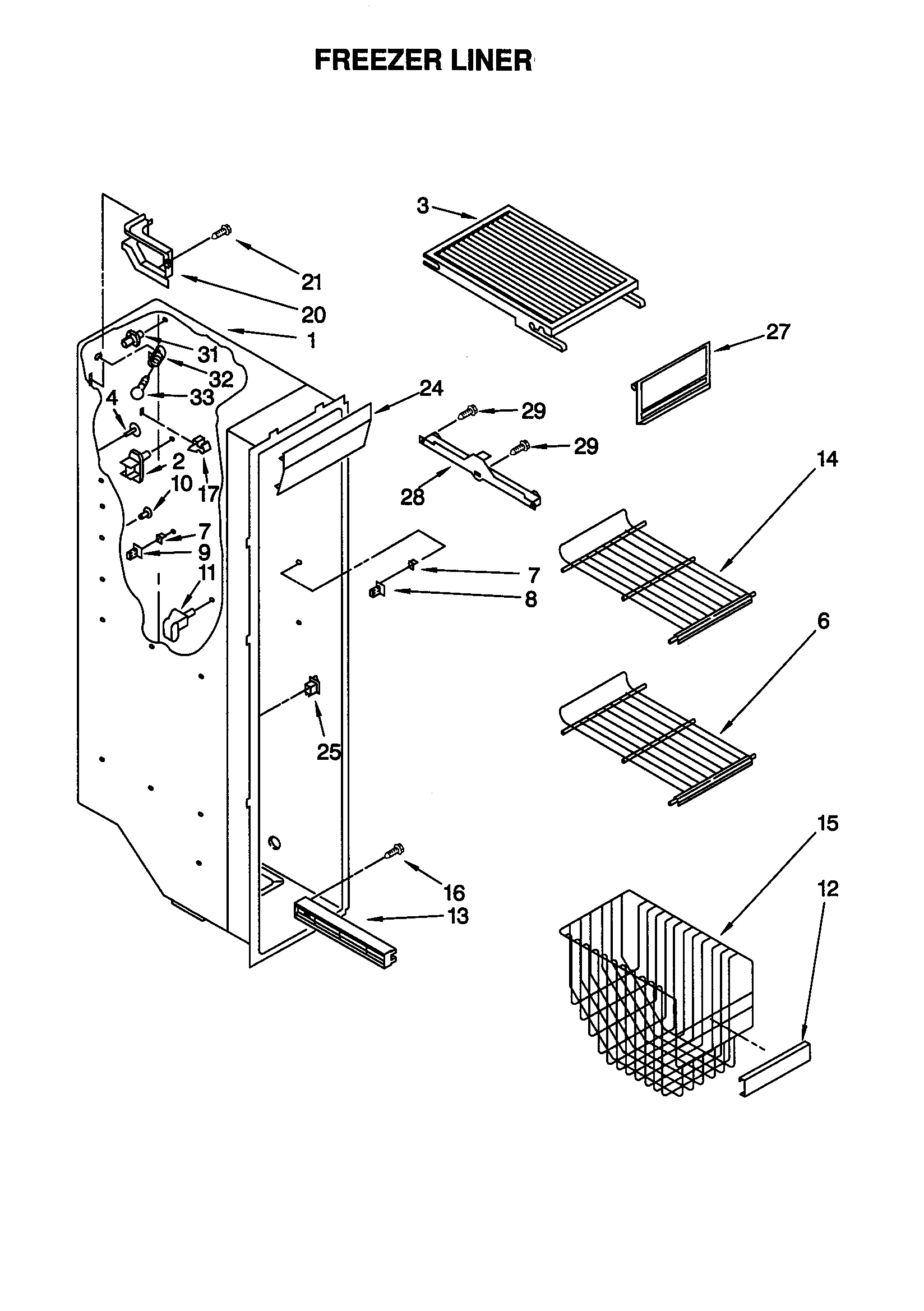 Kenmore 10659789990 freezer liner diagram