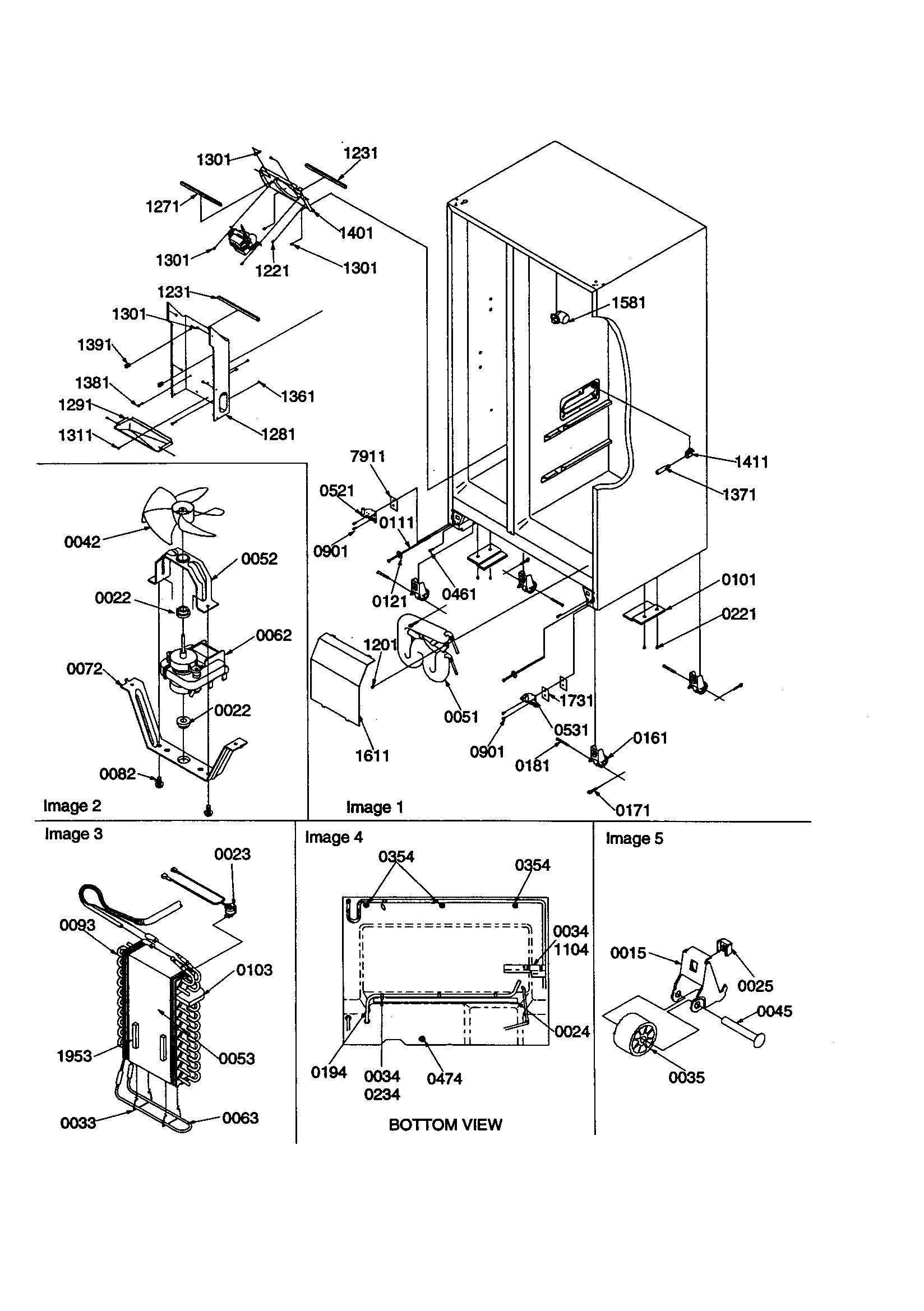 Amana SBDE21VPE-P1317201WE hinges/drain/rollers/evaporator diagram