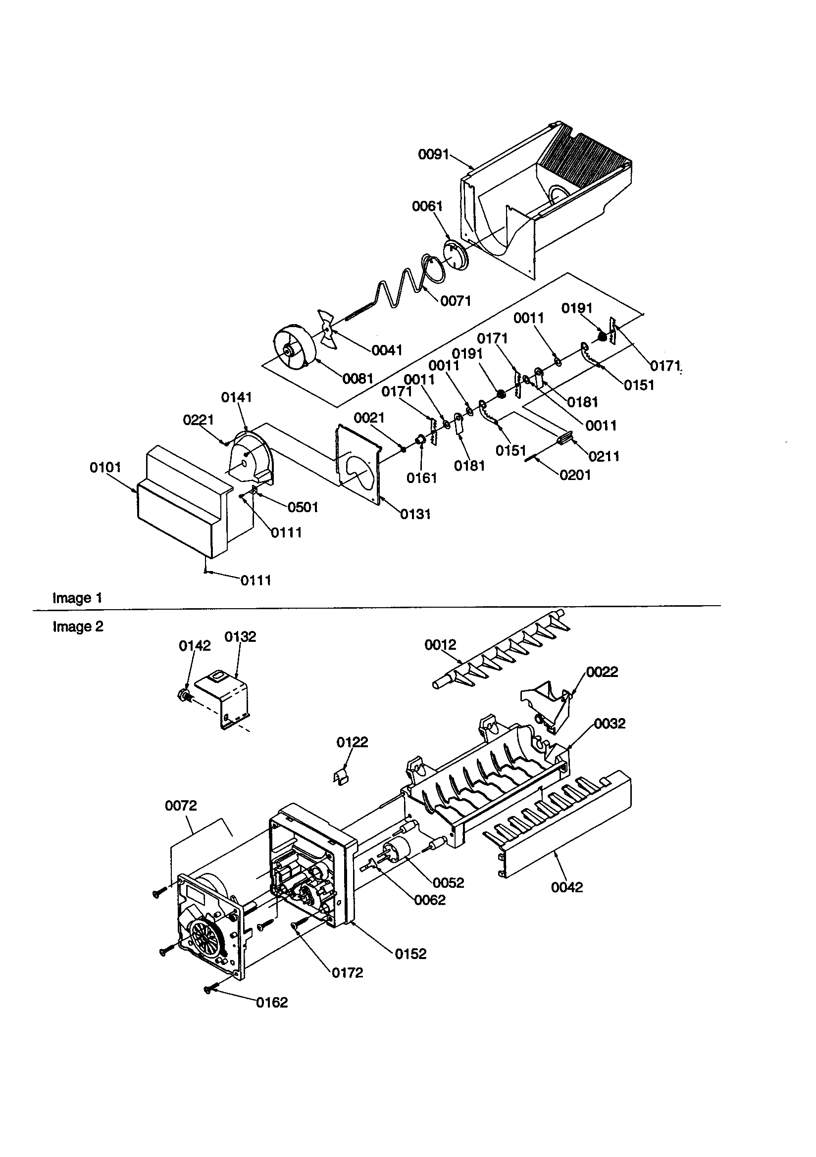 Amana SBDE21VPE-P1317201WE ice bucket auger/ice maker diagram