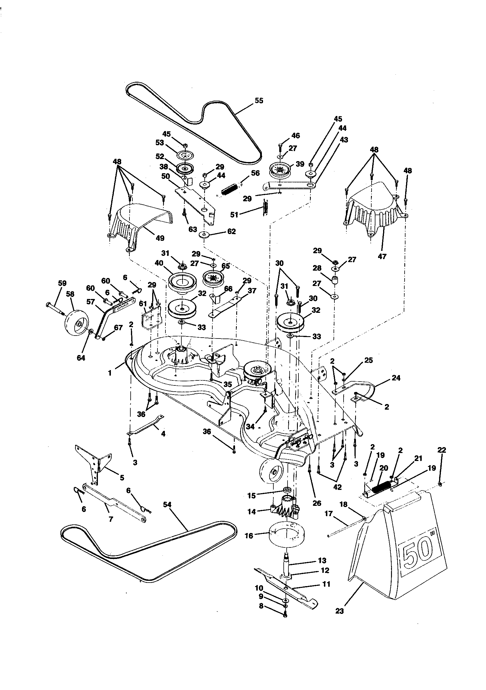 Craftsman 917257740 50" mower deck diagram