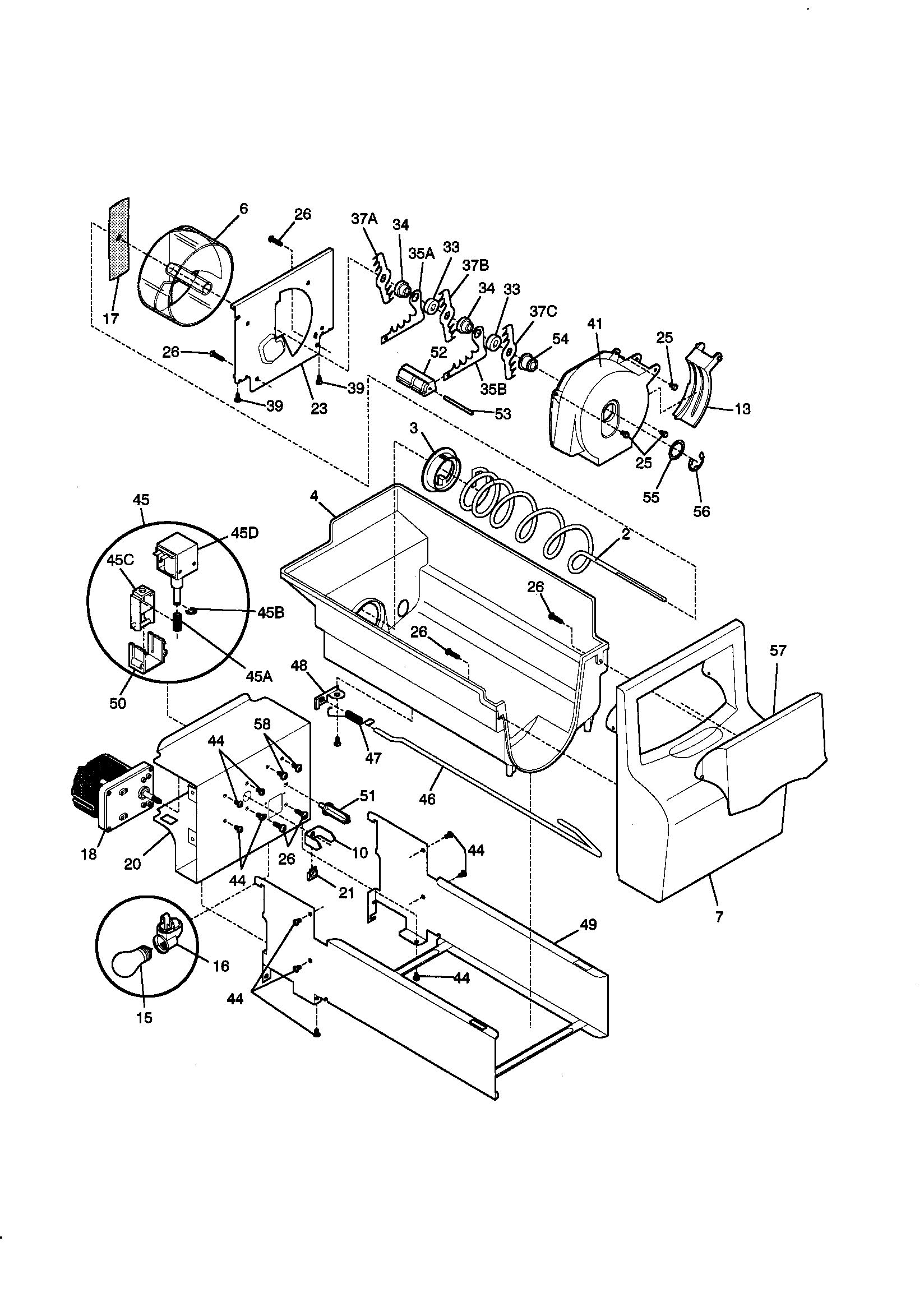 Kenmore 25359683990 ice container diagram