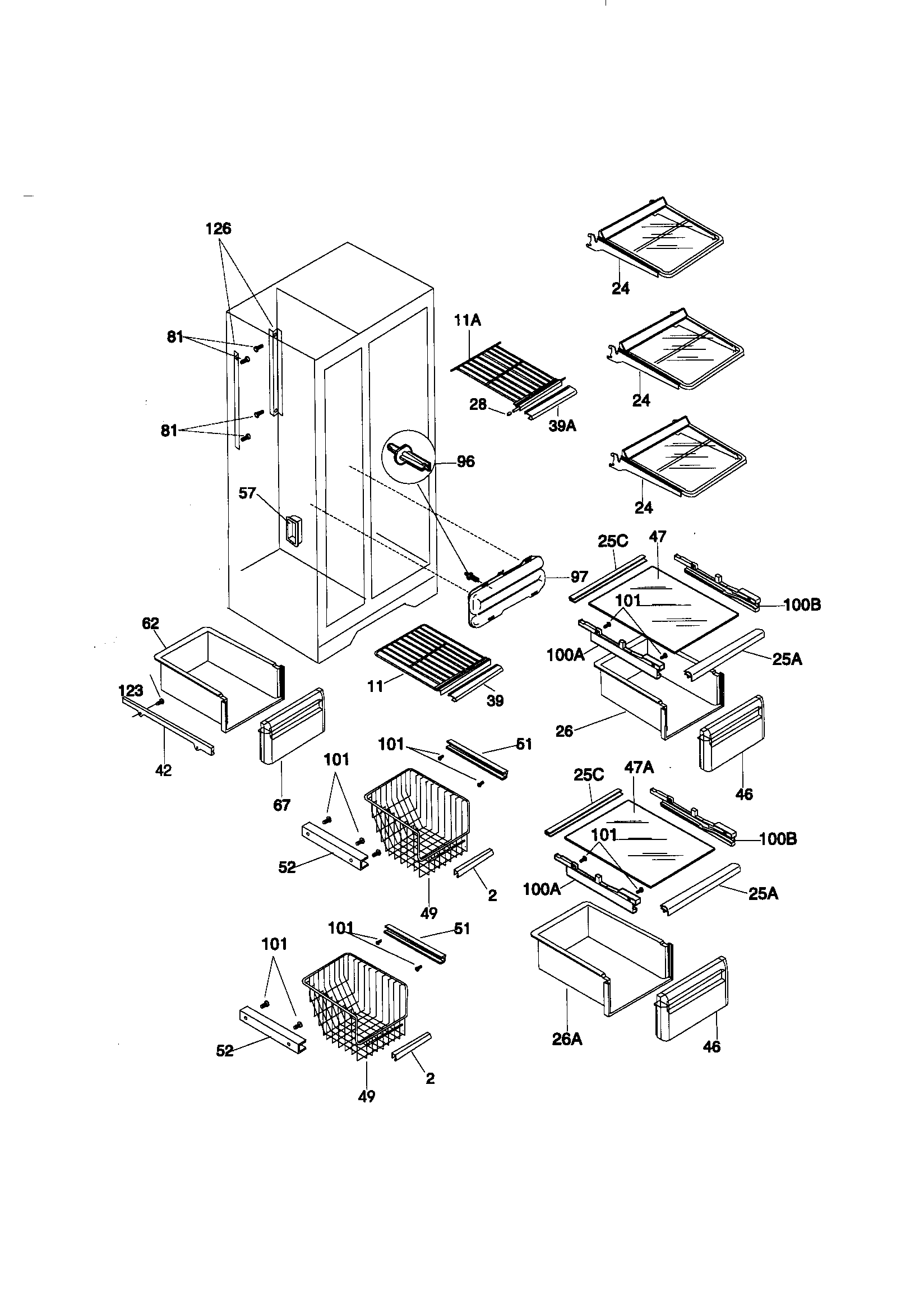 Kenmore 25359489990 shelves diagram