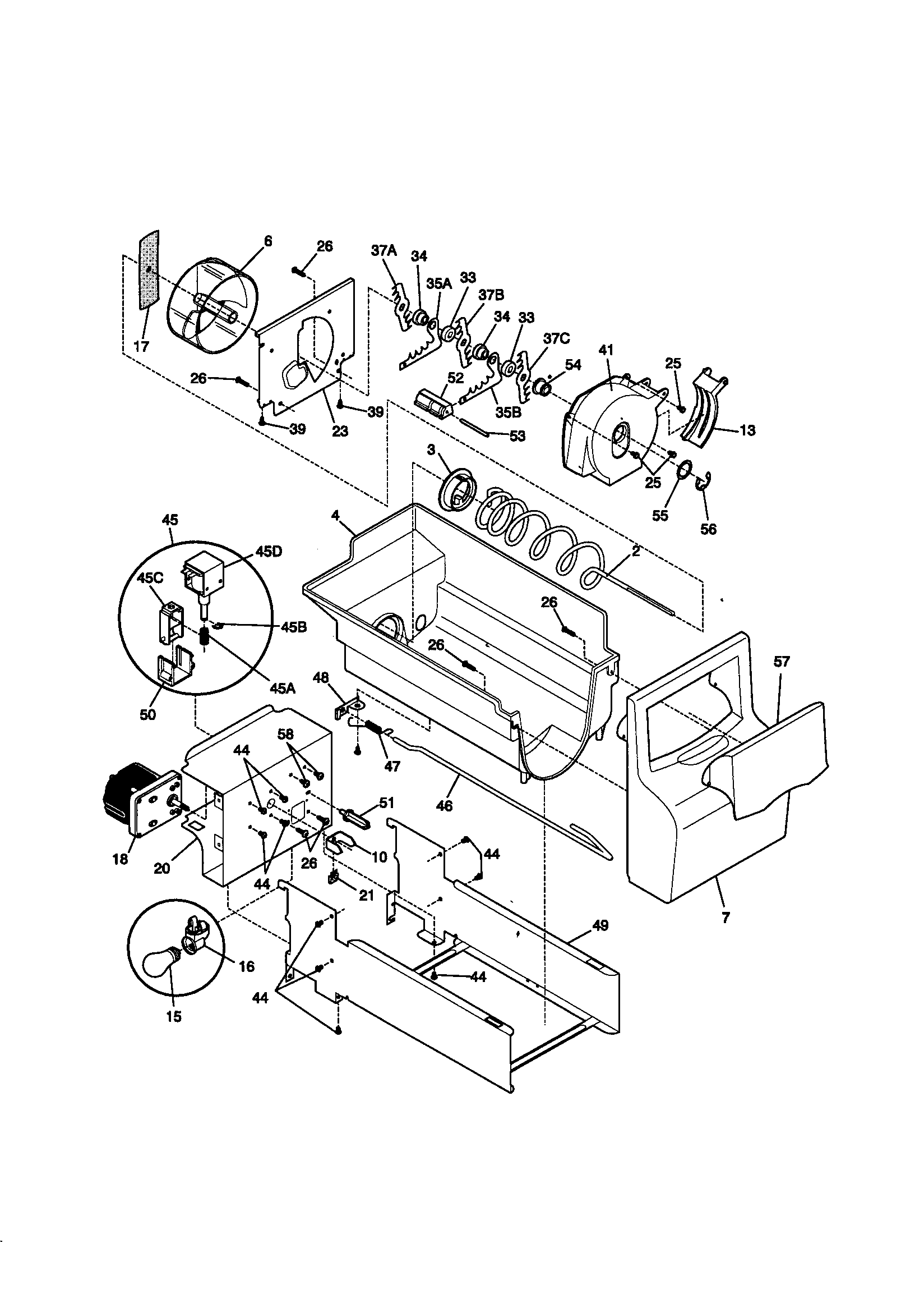 Kenmore 25359489990 ice container diagram