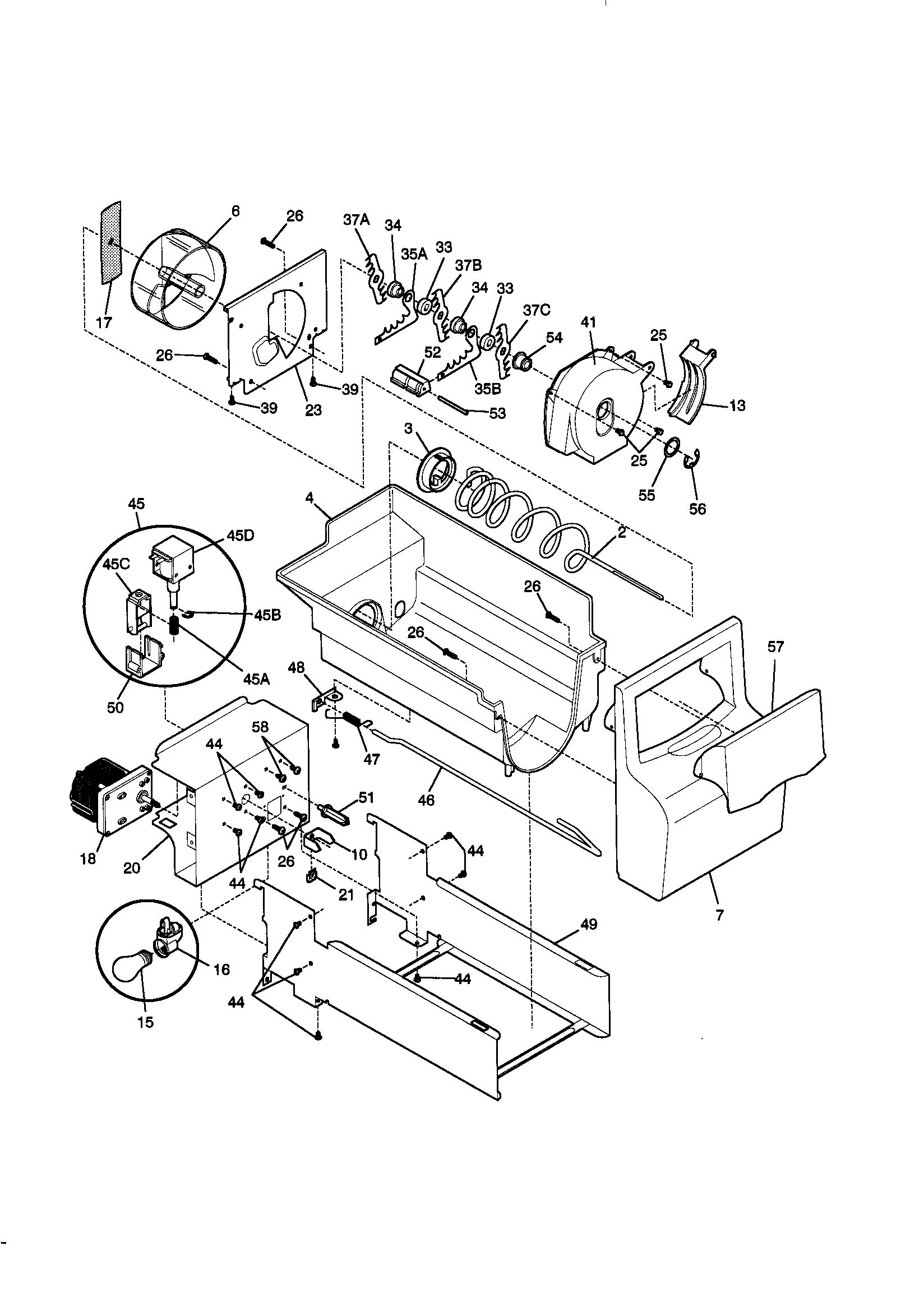 Kenmore 25359689990 ice container diagram