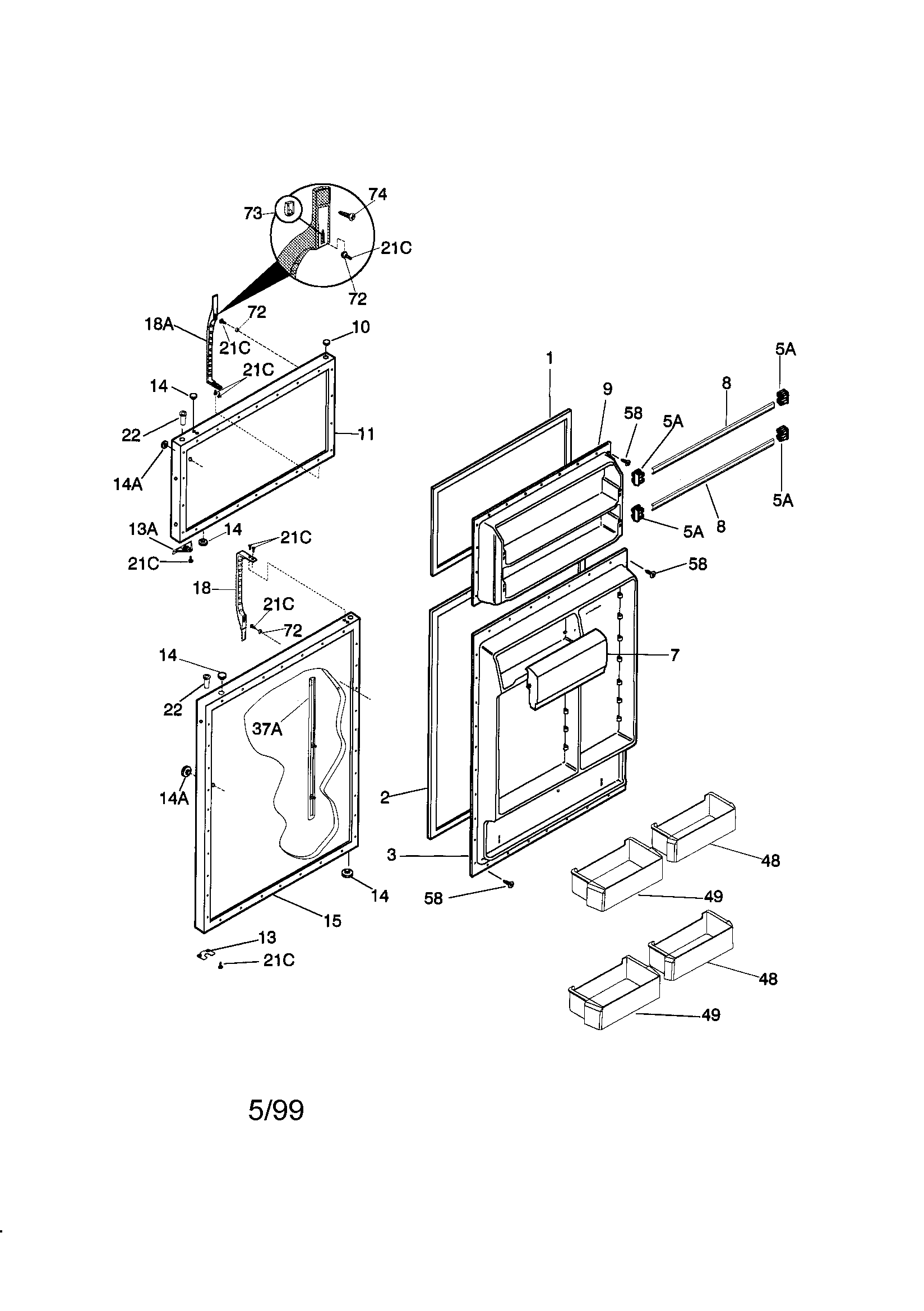 Kenmore 25338647893 door diagram