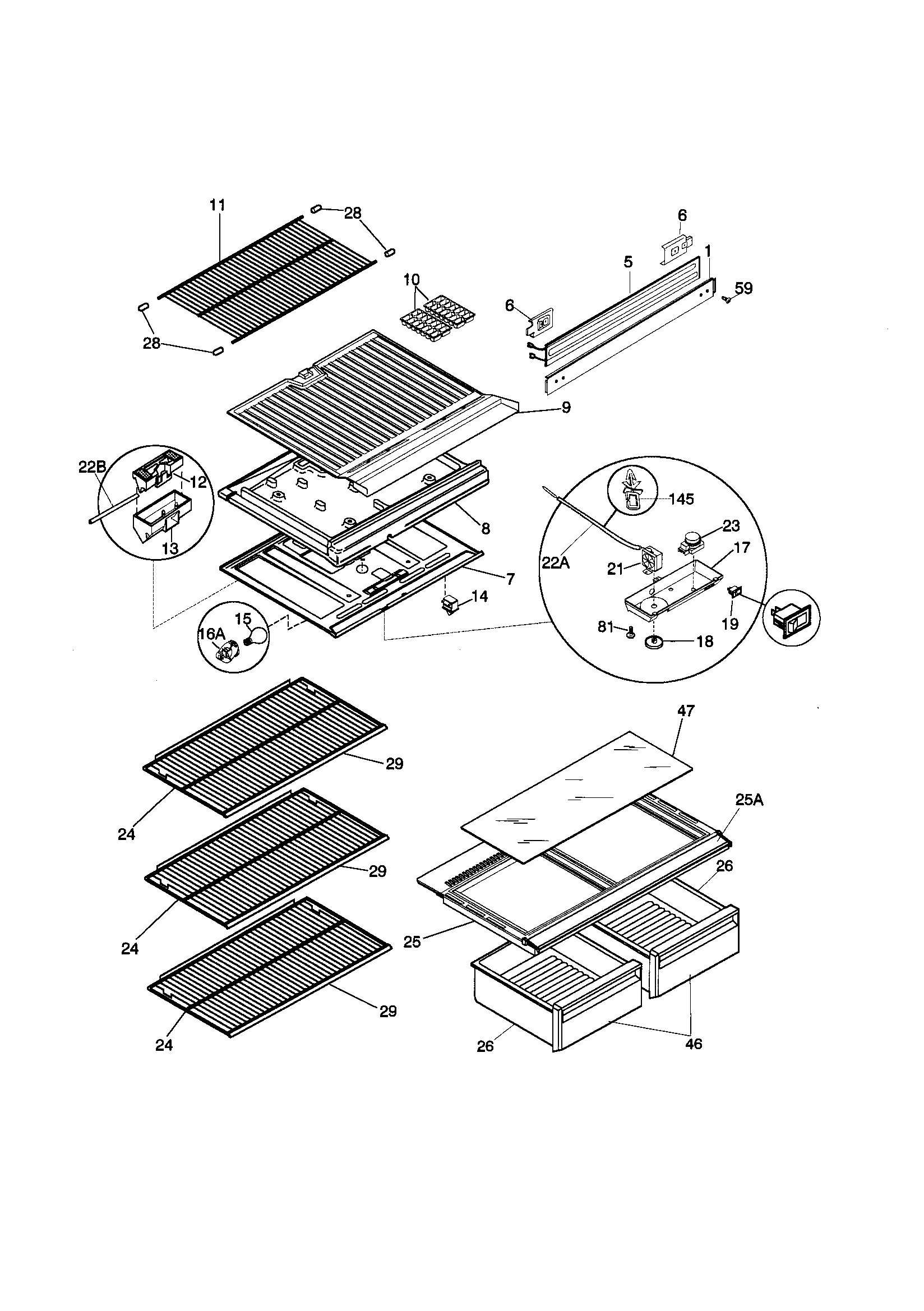 Kenmore 25338647893 shelves diagram