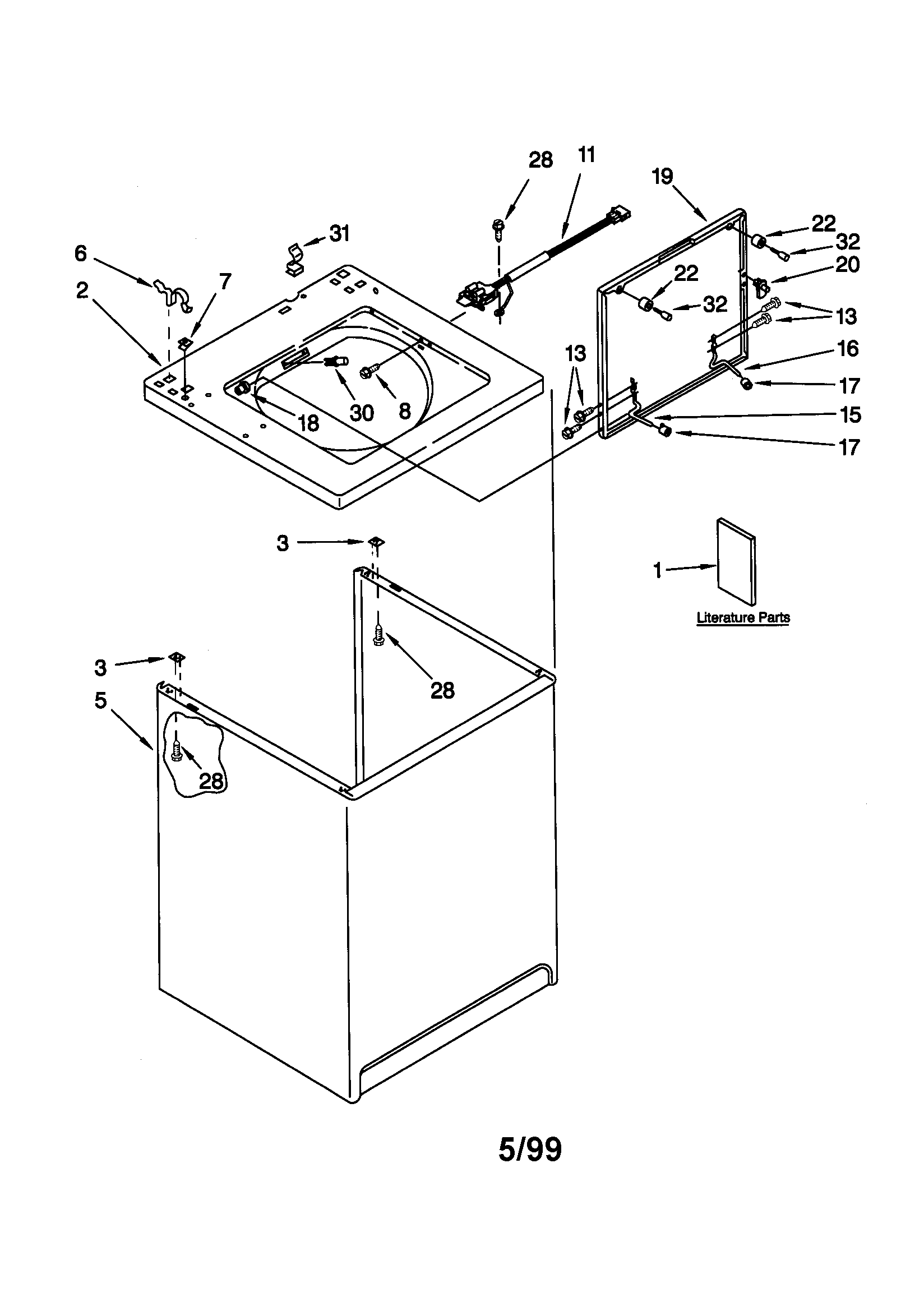 Kenmore 11029072990 top and cabinet diagram