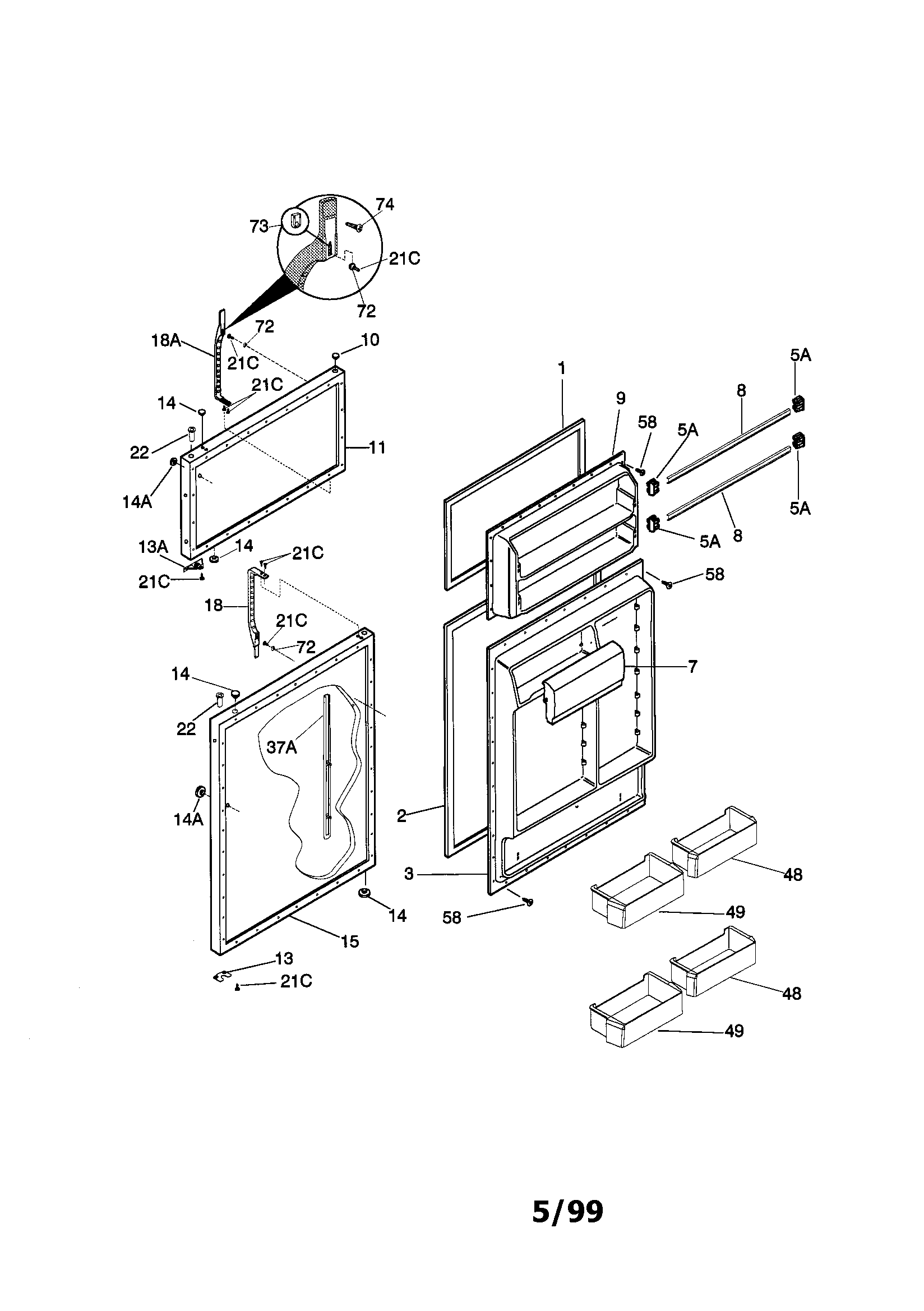 Kenmore 25338677893 door diagram