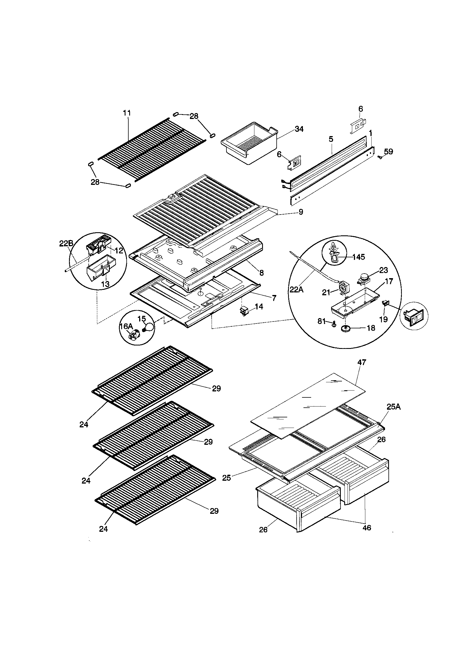 Kenmore 25338677893 shelves diagram