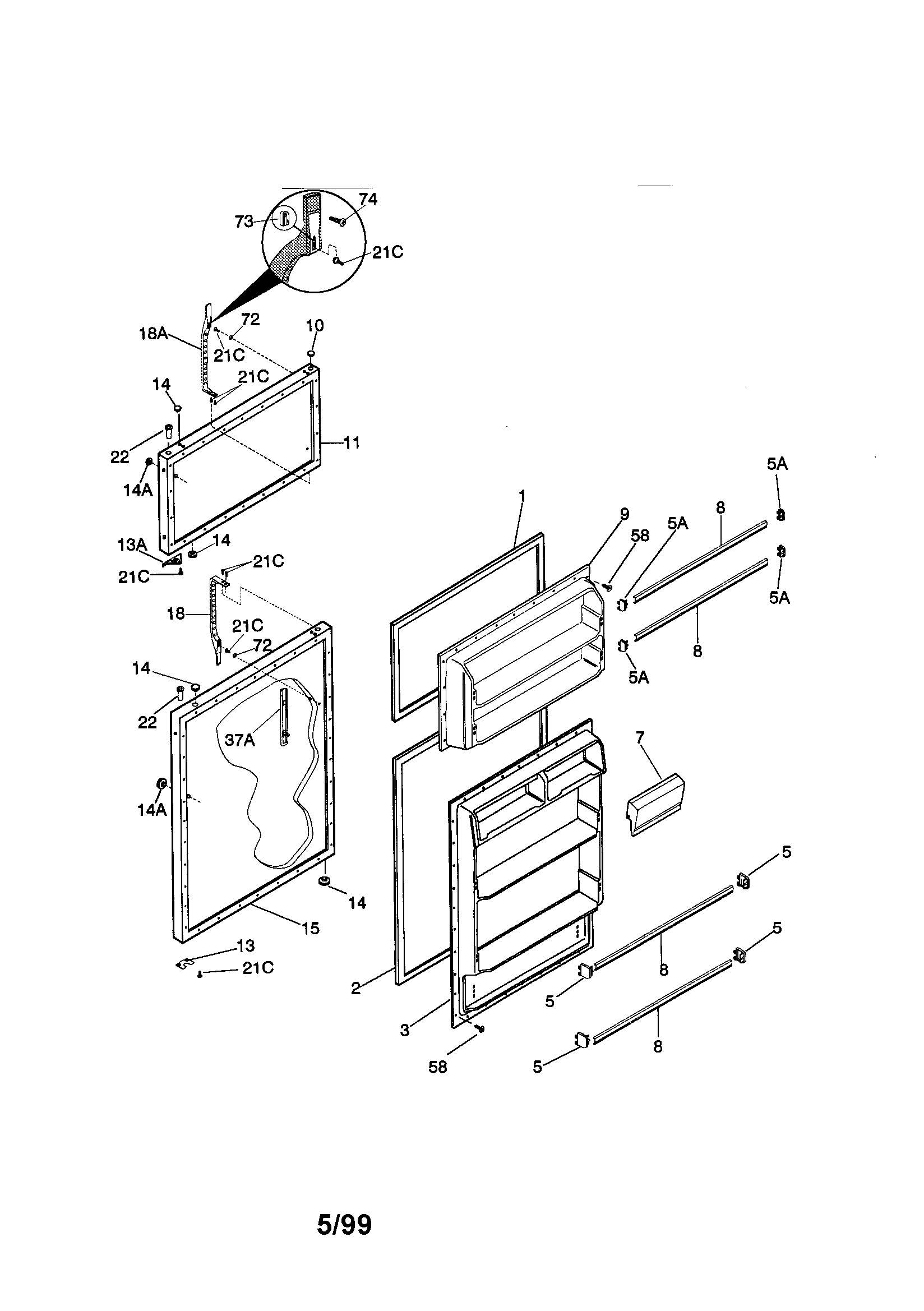 Kenmore 25338652993 door diagram