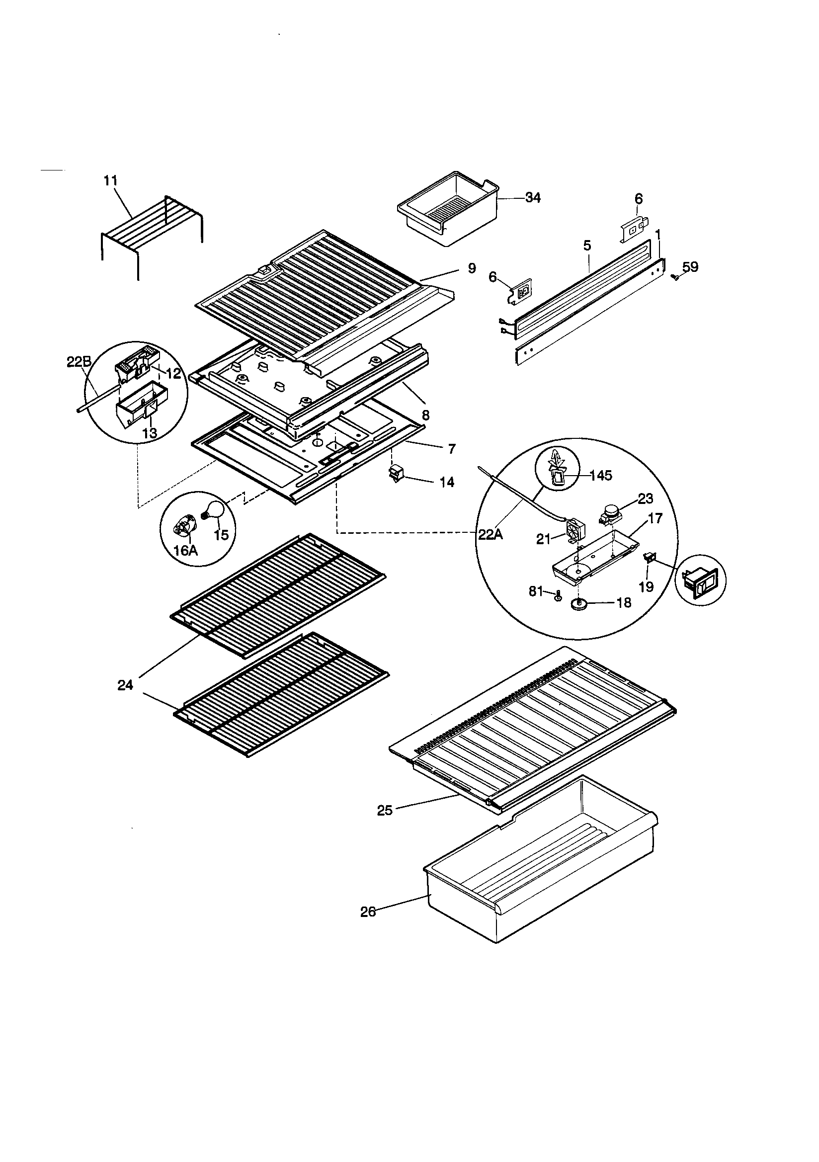 Kenmore 25338652993 shelves diagram