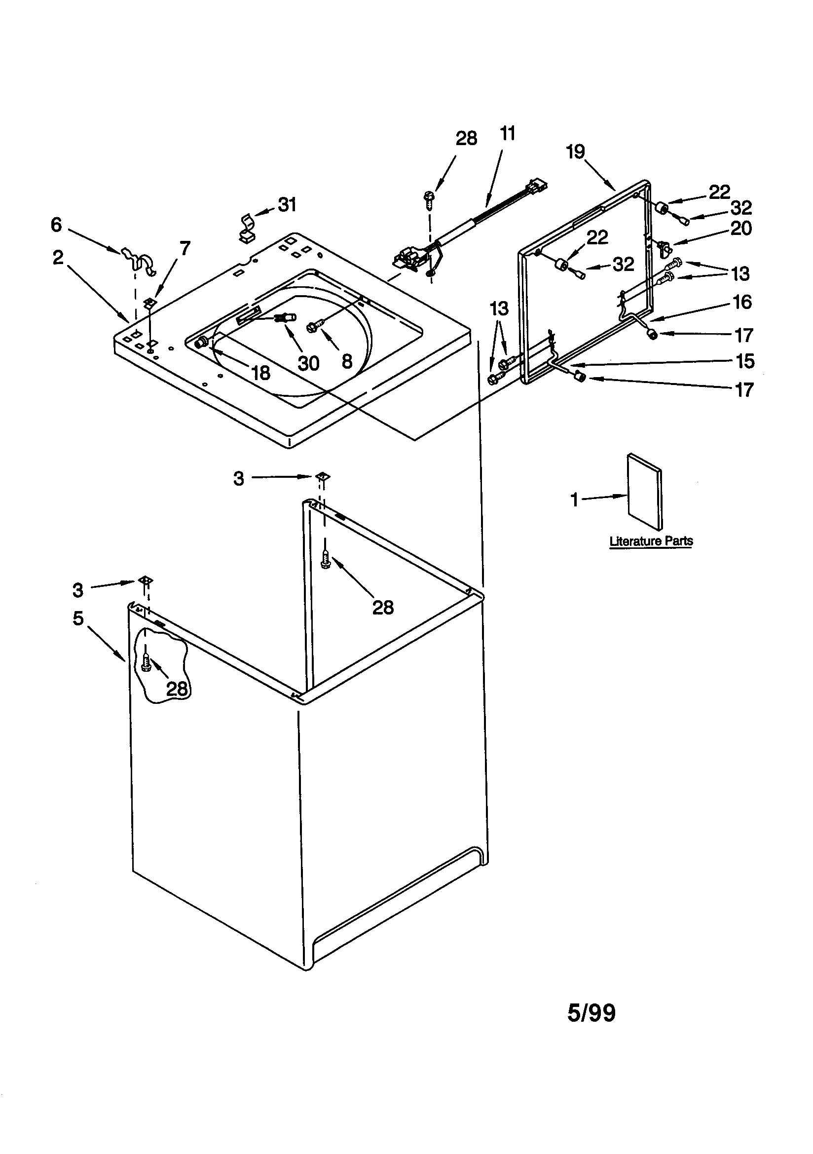 Kenmore 11029032990 top and cabinet diagram