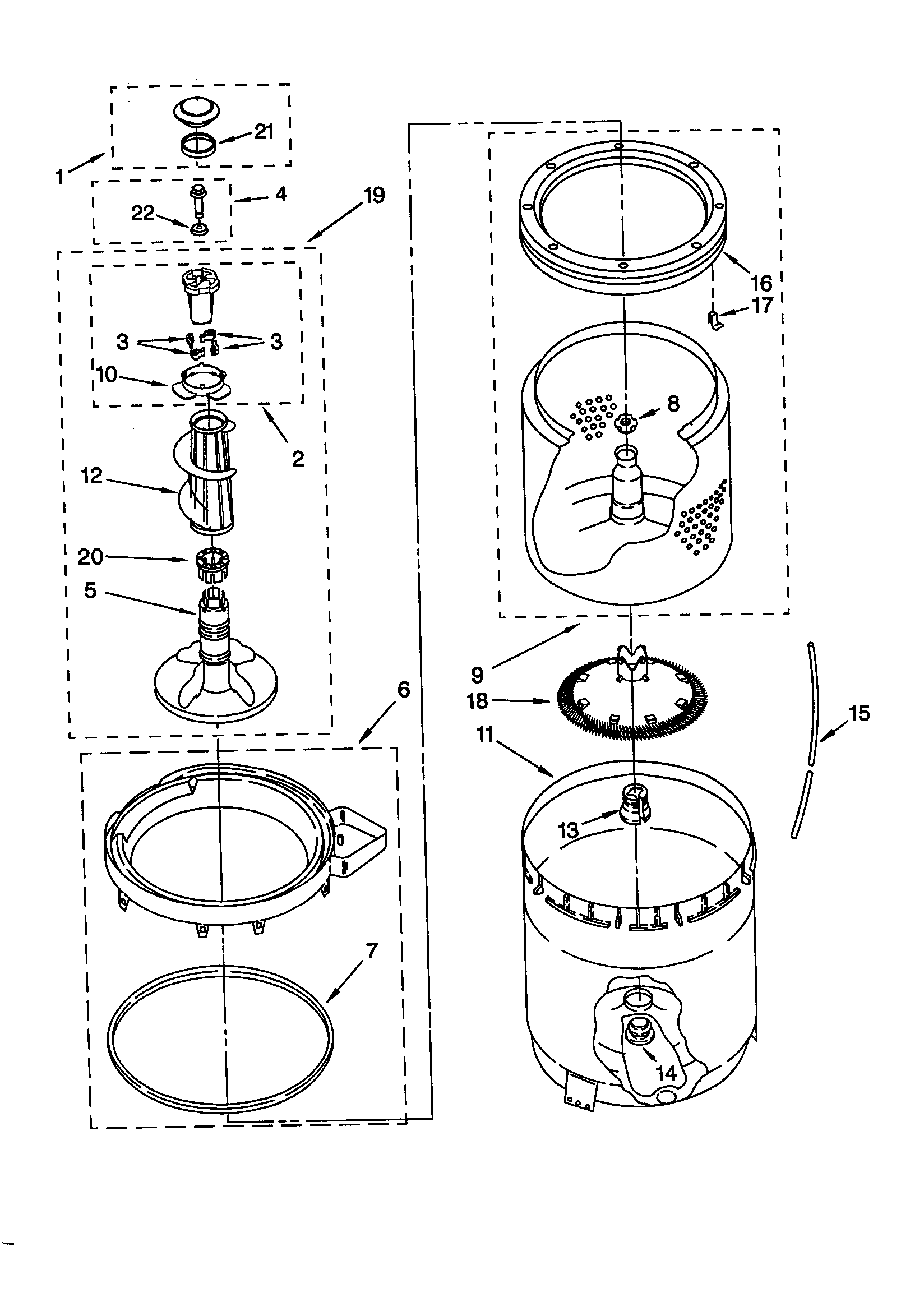 Kenmore 11029032990 agitator/basket/tub diagram