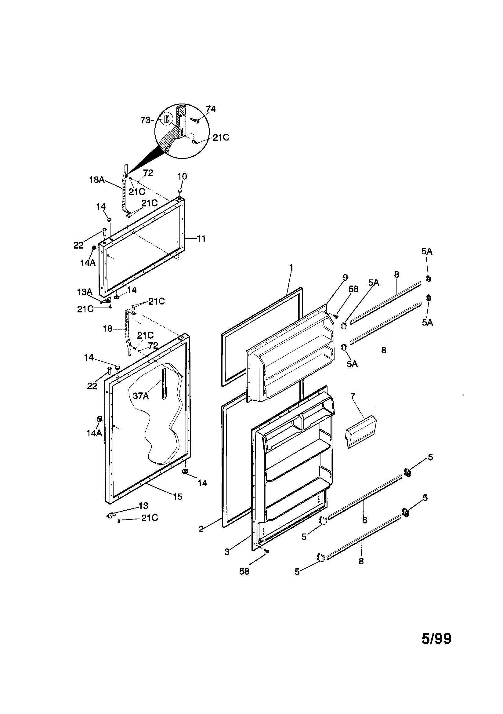 Kenmore 25338624893 door diagram