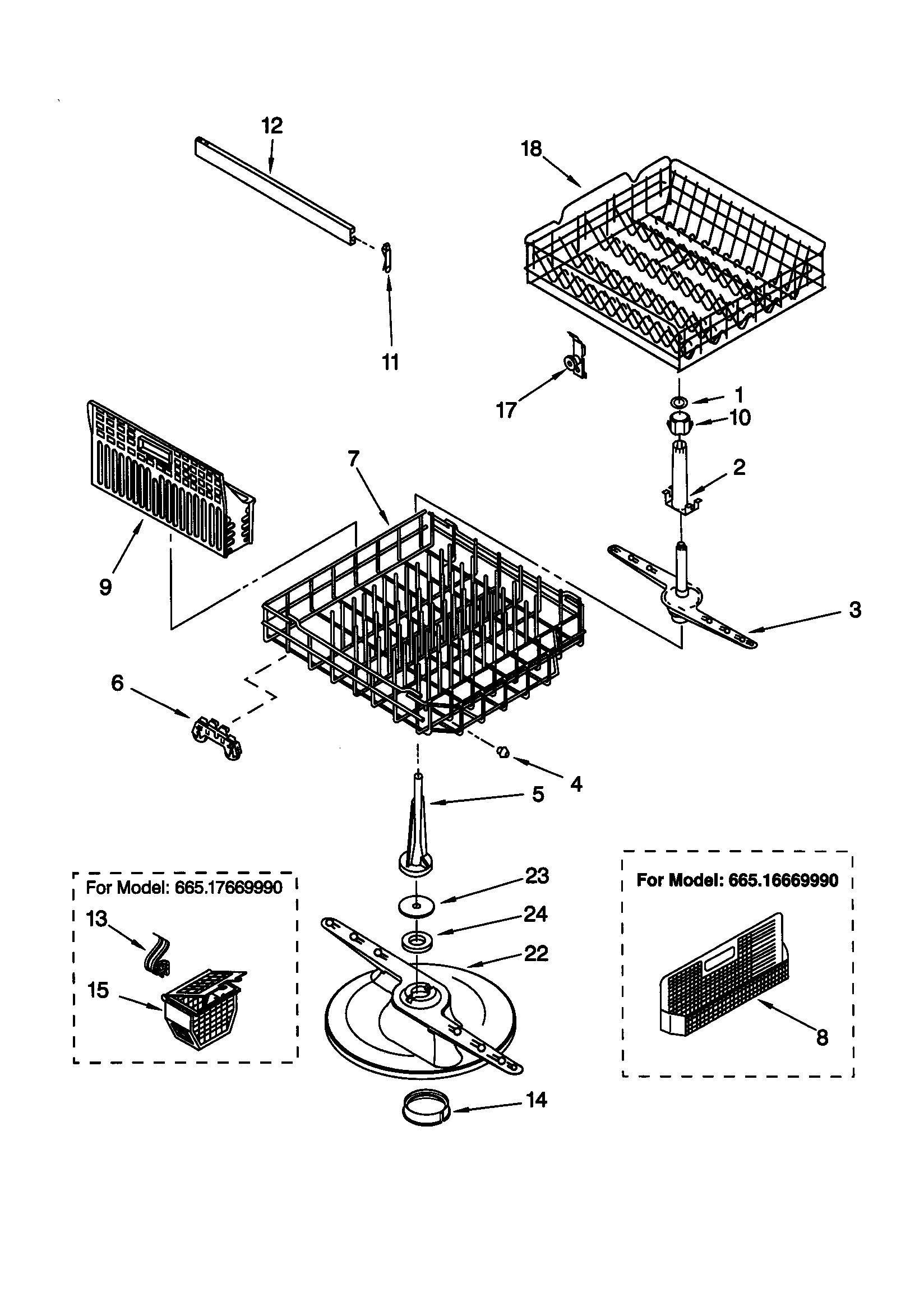 Kenmore 66516662990 dishrack diagram