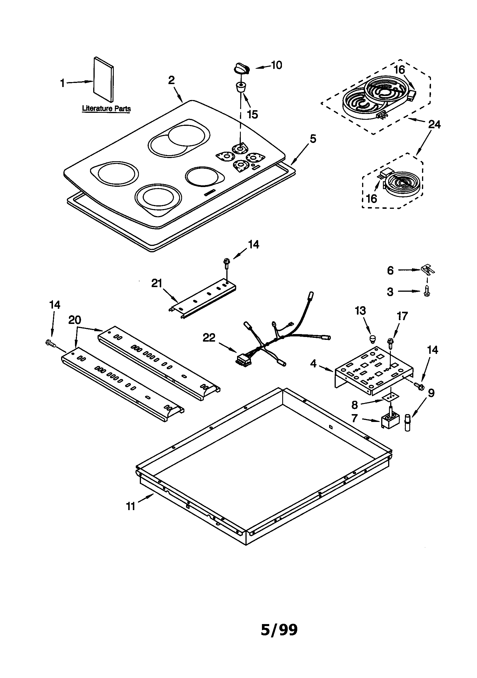 KitchenAid KECC502GBL0 cooktop diagram