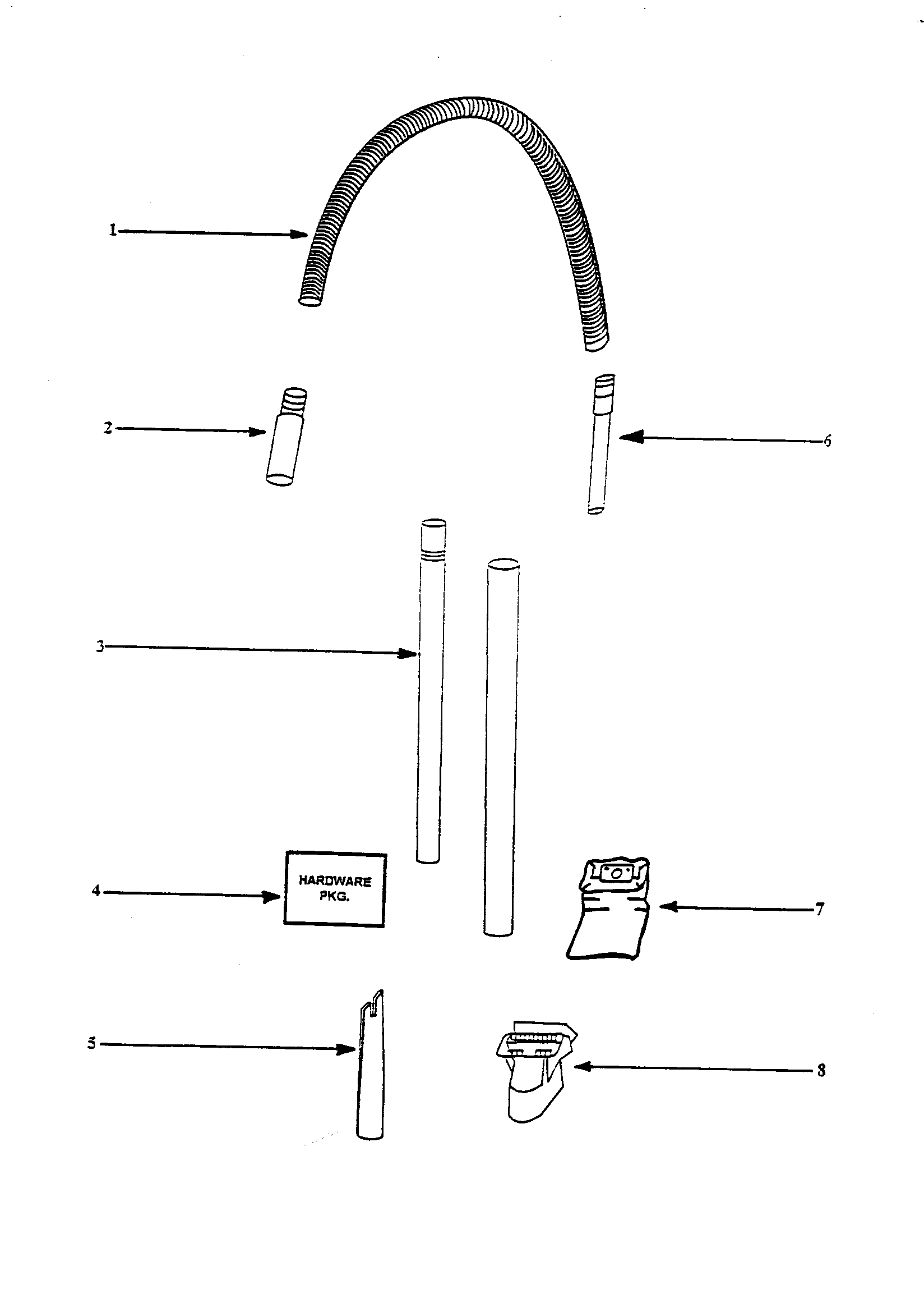 Eureka 4460BT-2 hose and attachment diagram