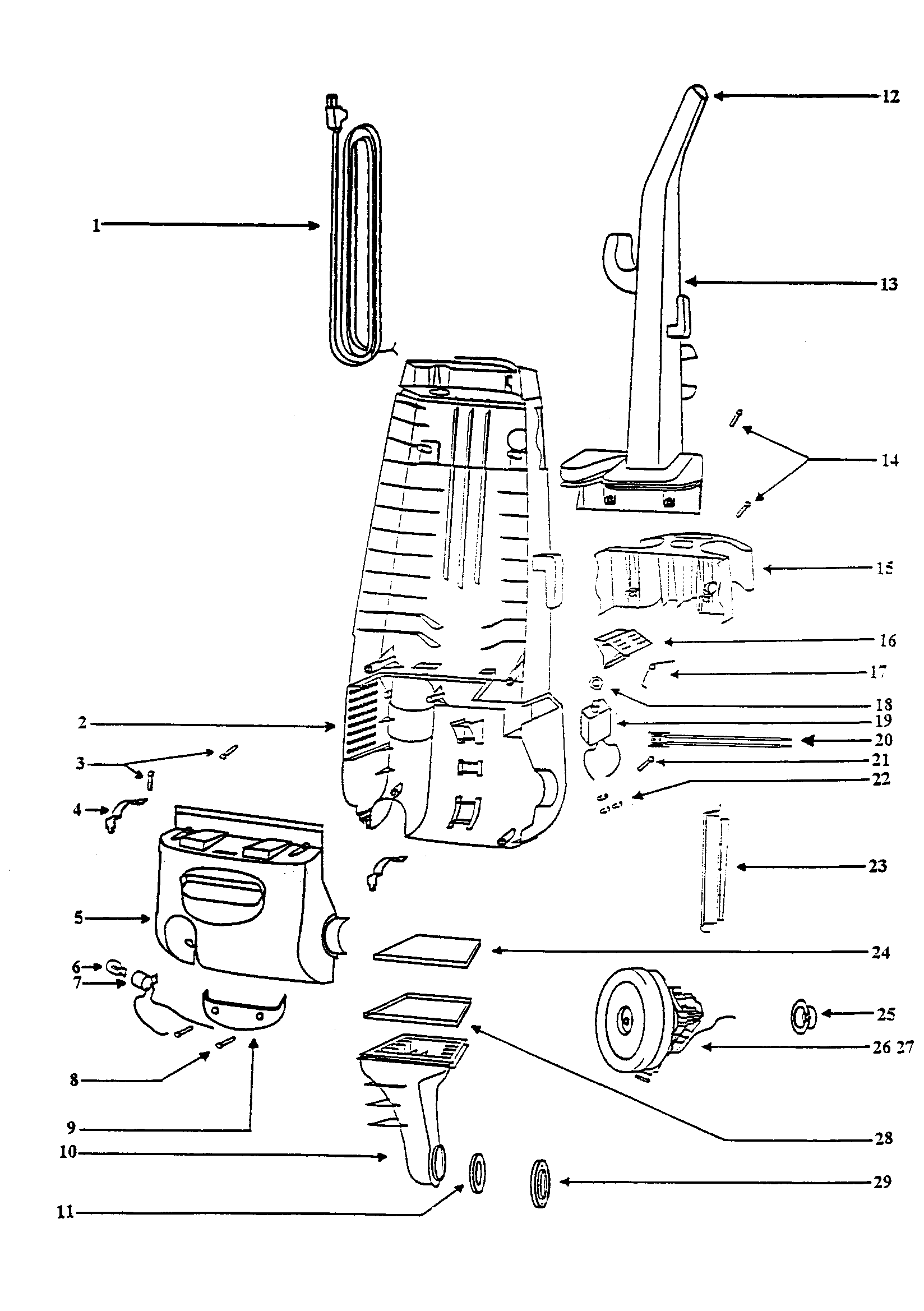 Eureka 4380AT-2 handle and motor housing diagram