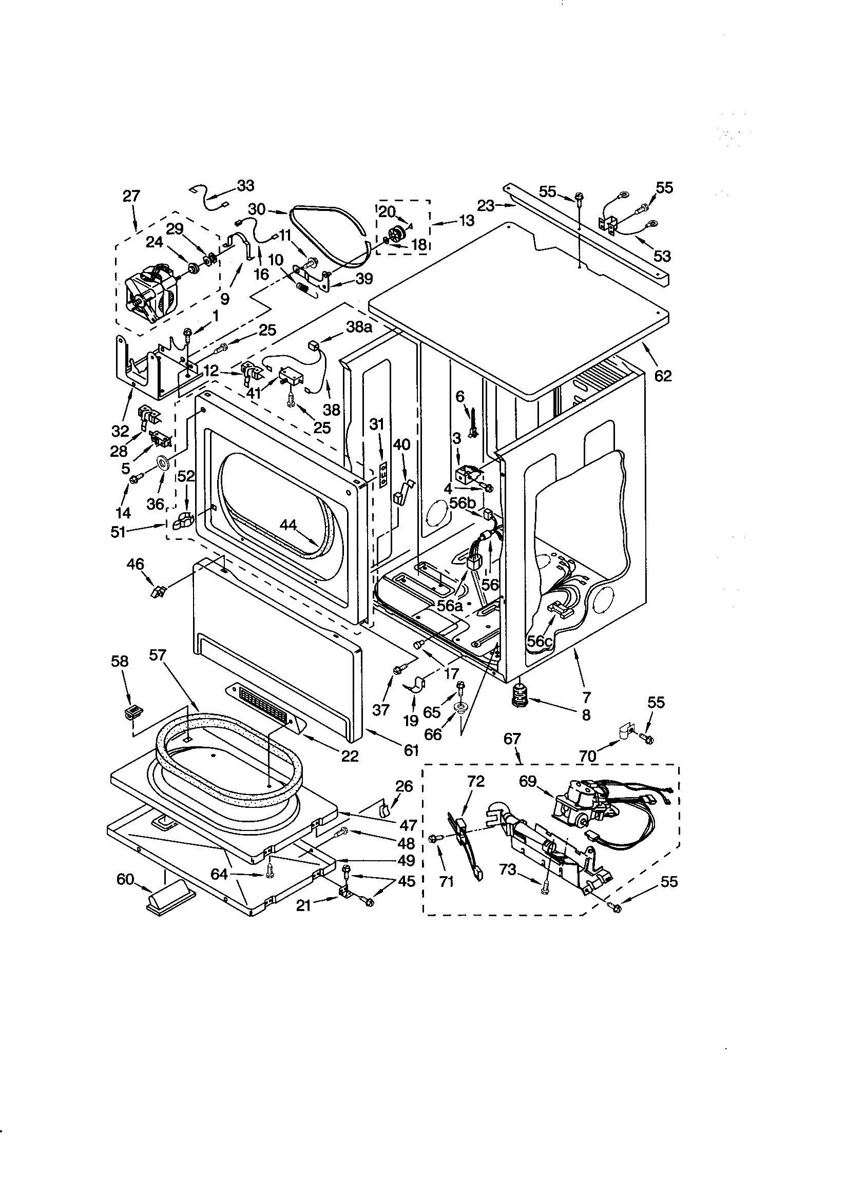 Kenmore 11097502820 upper cabinet/front panel diagram