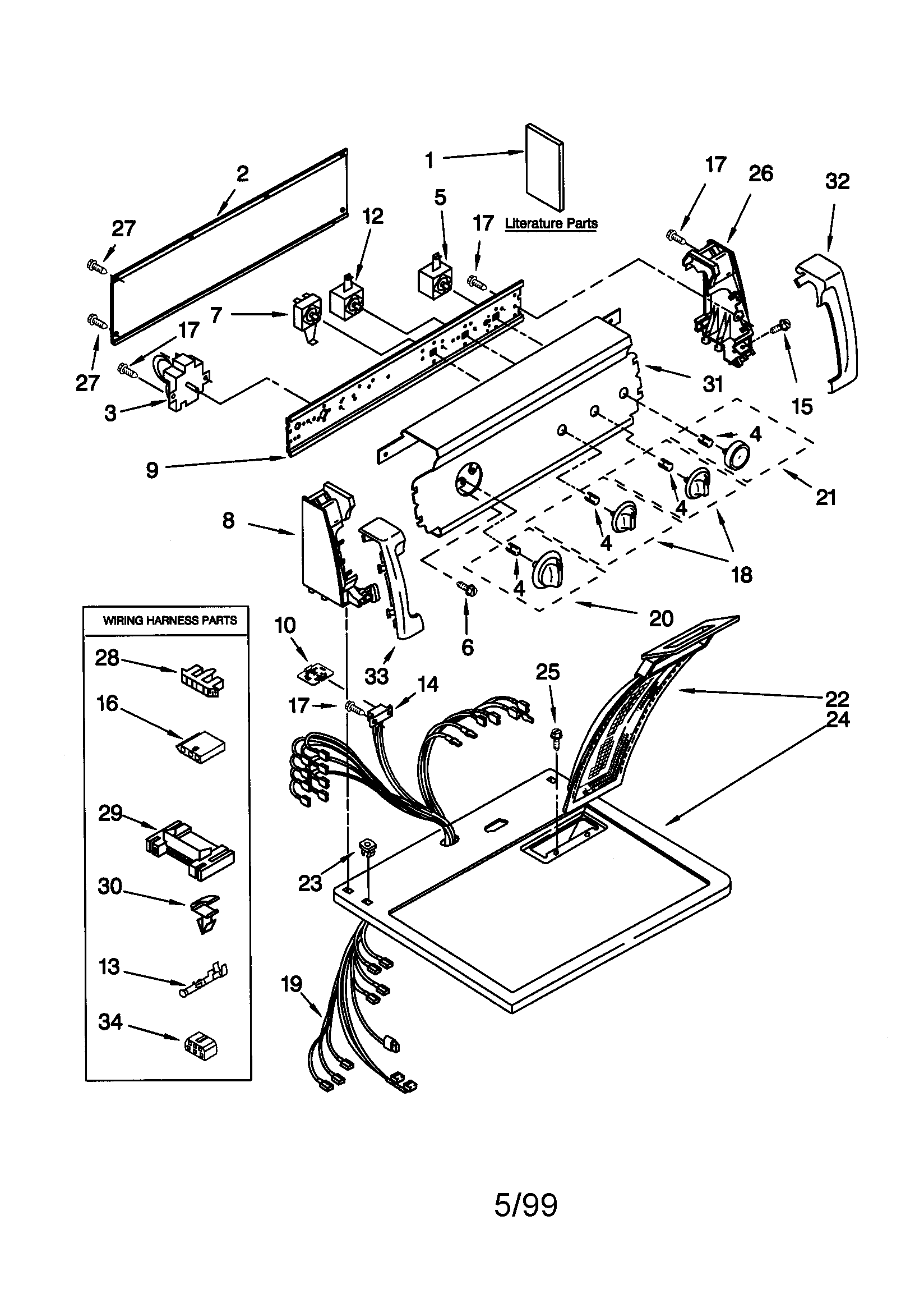 Kenmore 11060832990 top and console diagram