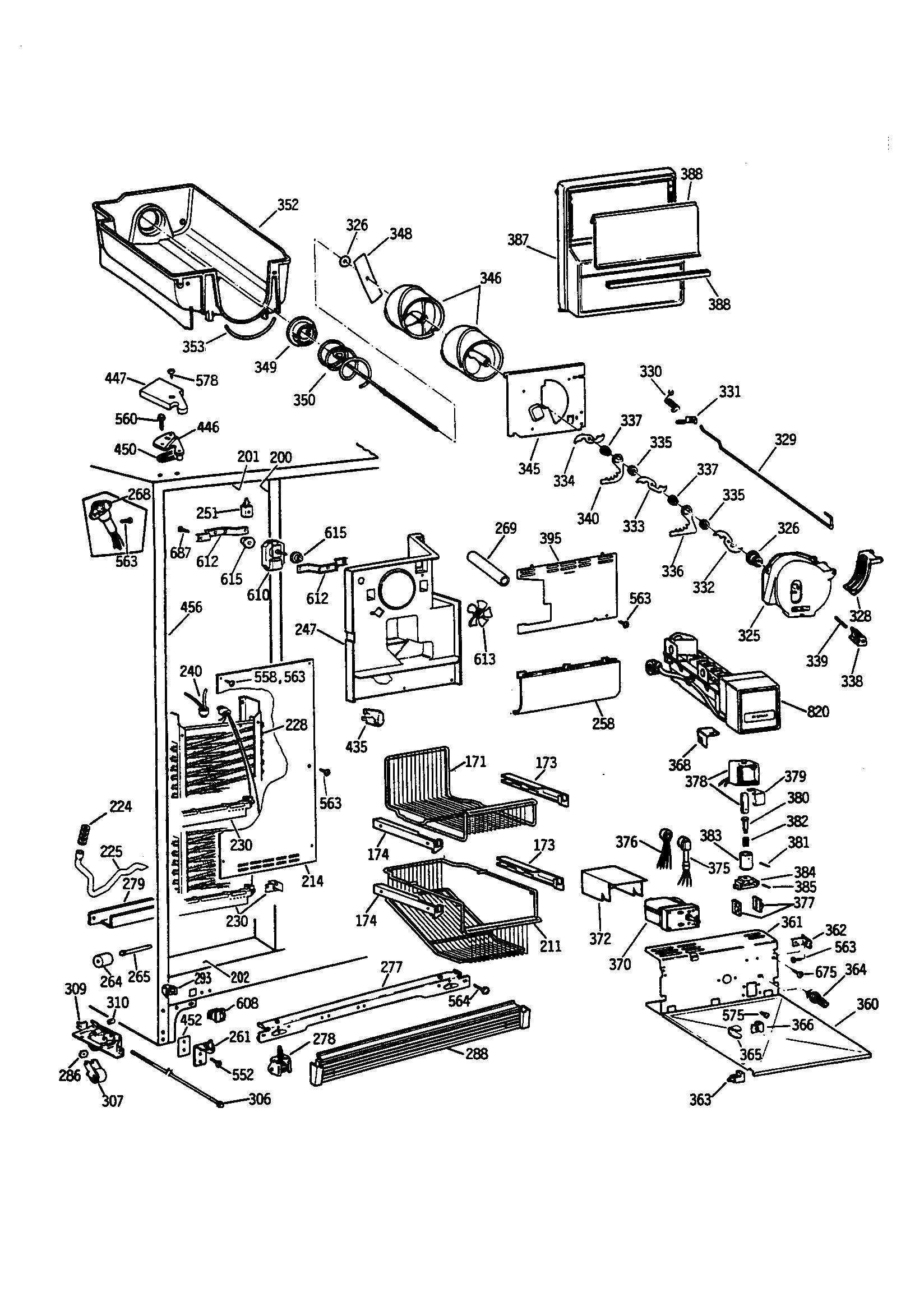 GE TPH21PRSBBB freezer section diagram