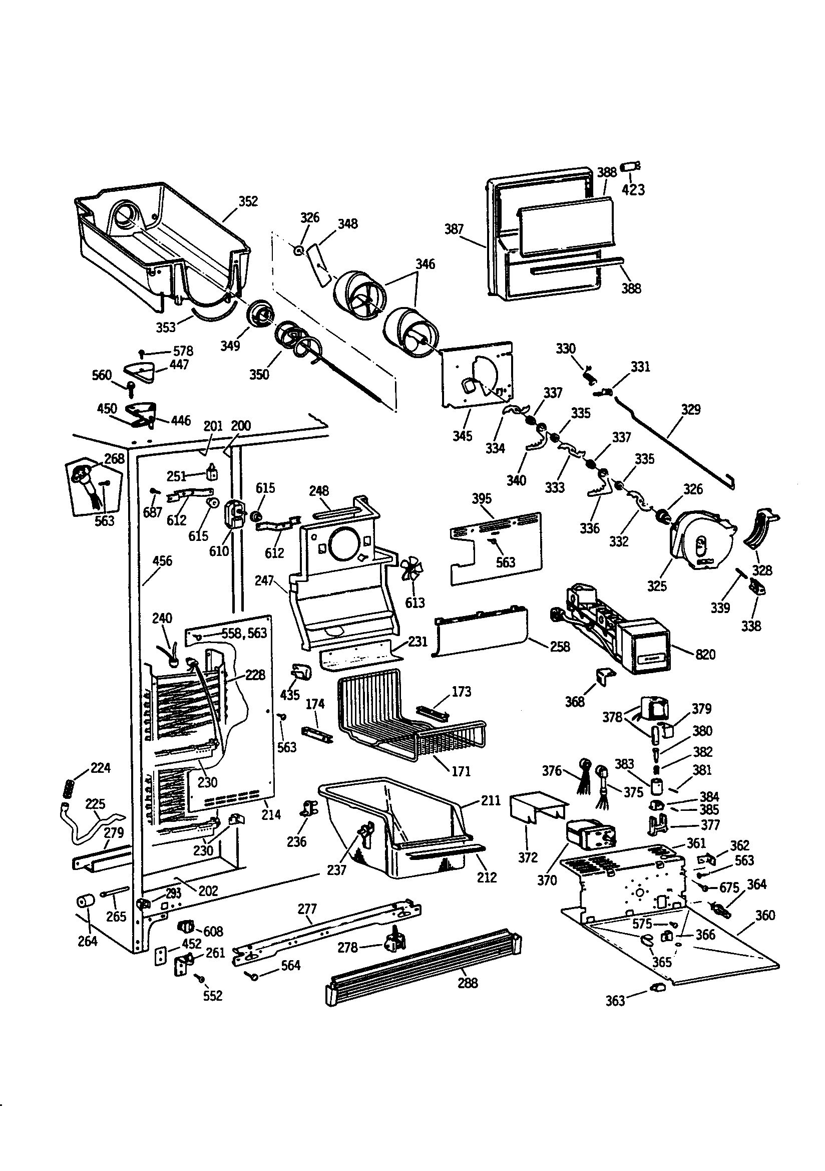 GE TFH22PRSMWW freezer section diagram