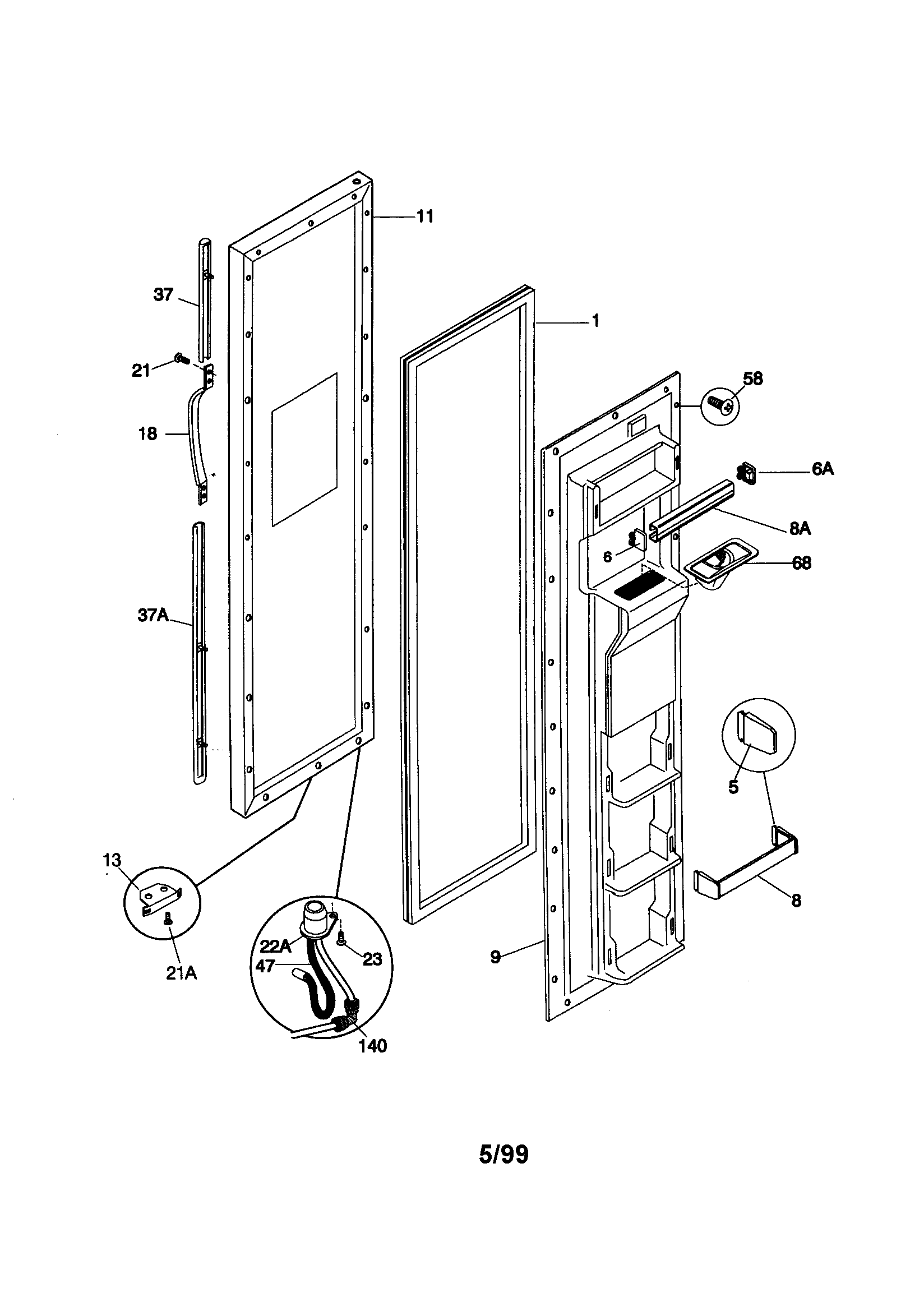 Kenmore 25357672791 freezer door diagram