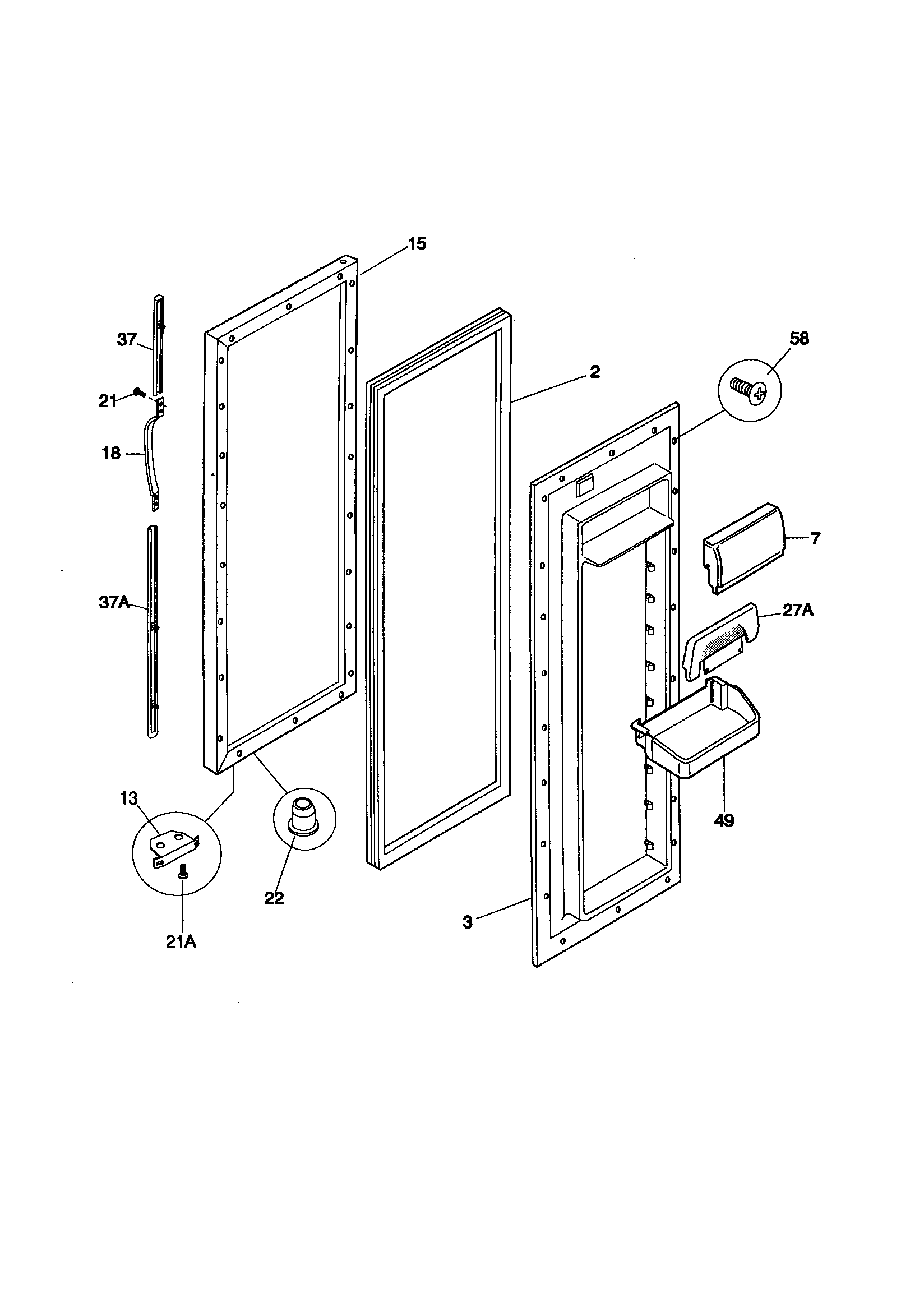 Kenmore 25357672791 refrigerator door diagram