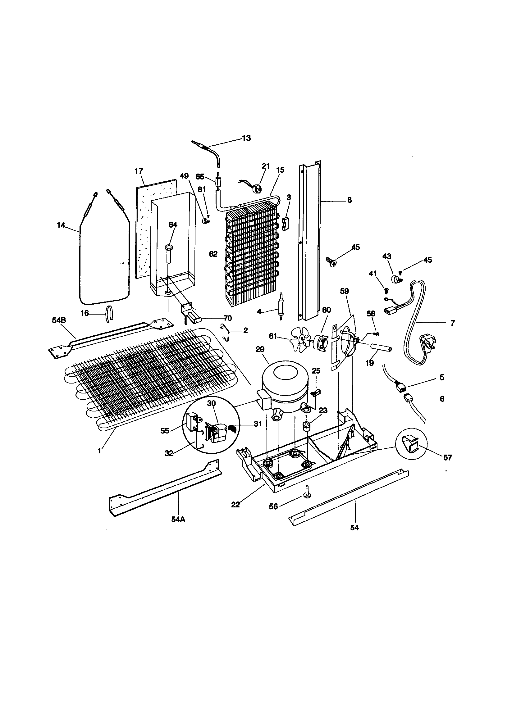 Kenmore 25357672791 compressor base and evaporator insulator diagram