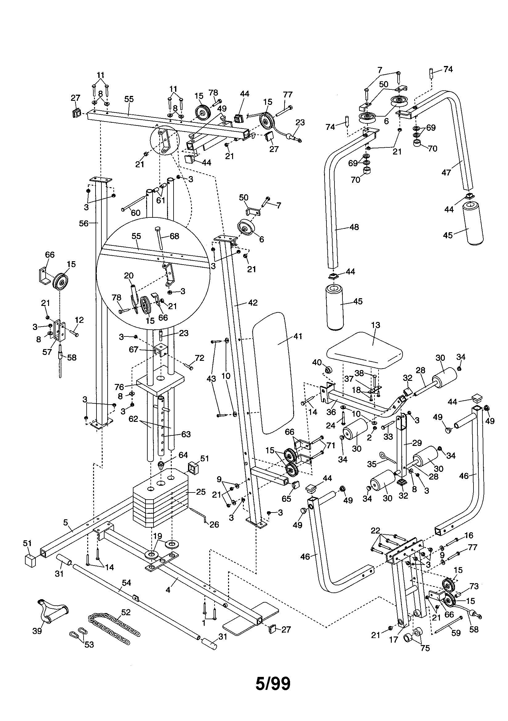 Weider WESY85103 replacement parts diagram