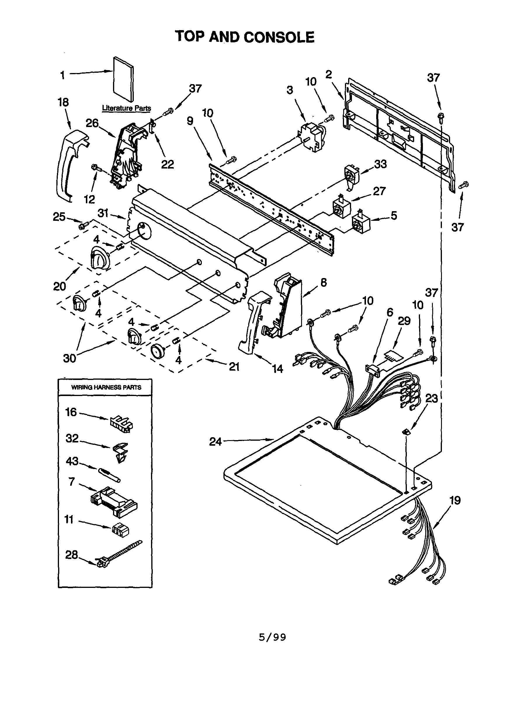 Kenmore 11060912990 top and console diagram