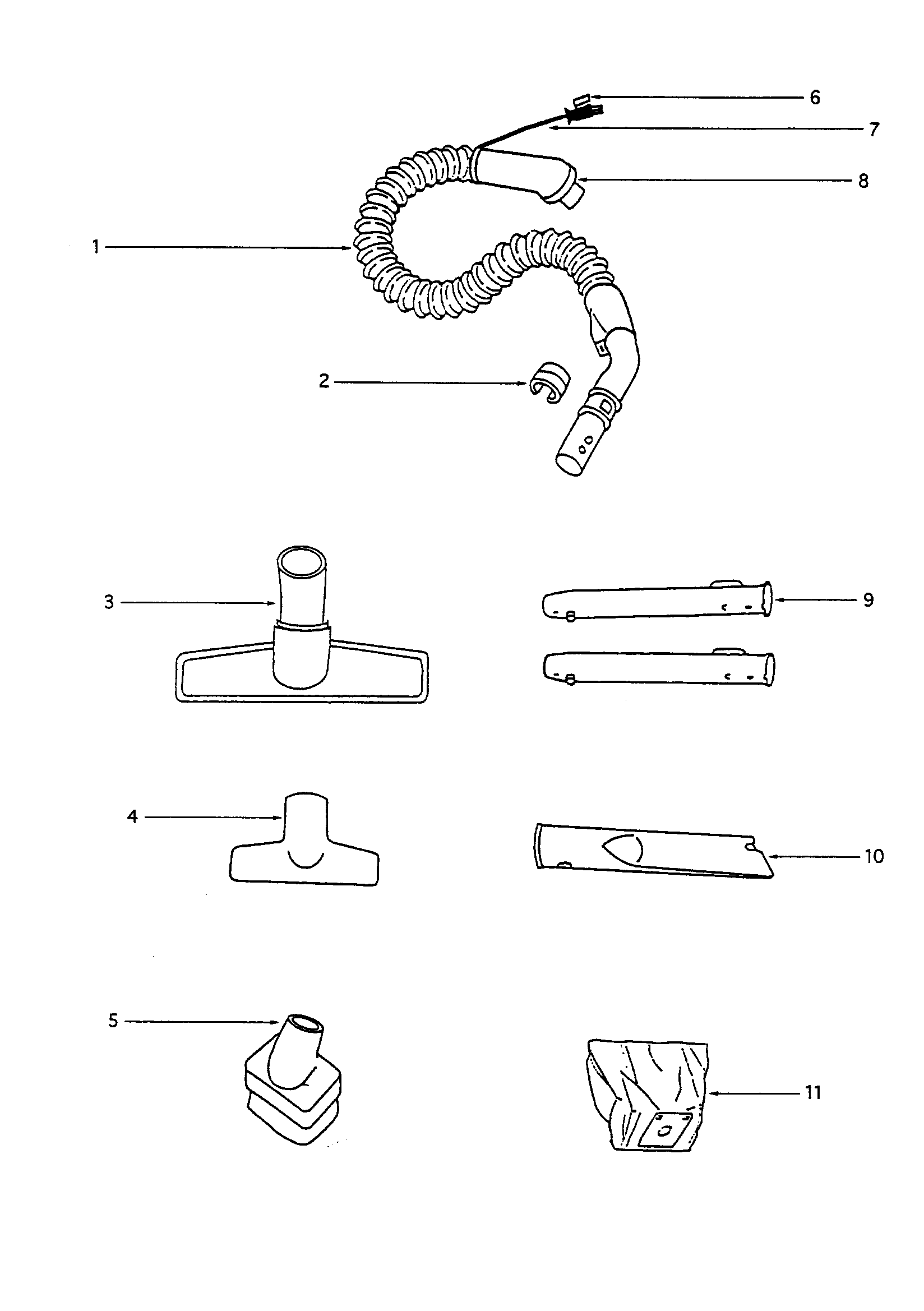 Eureka 6858A hose and attachments diagram