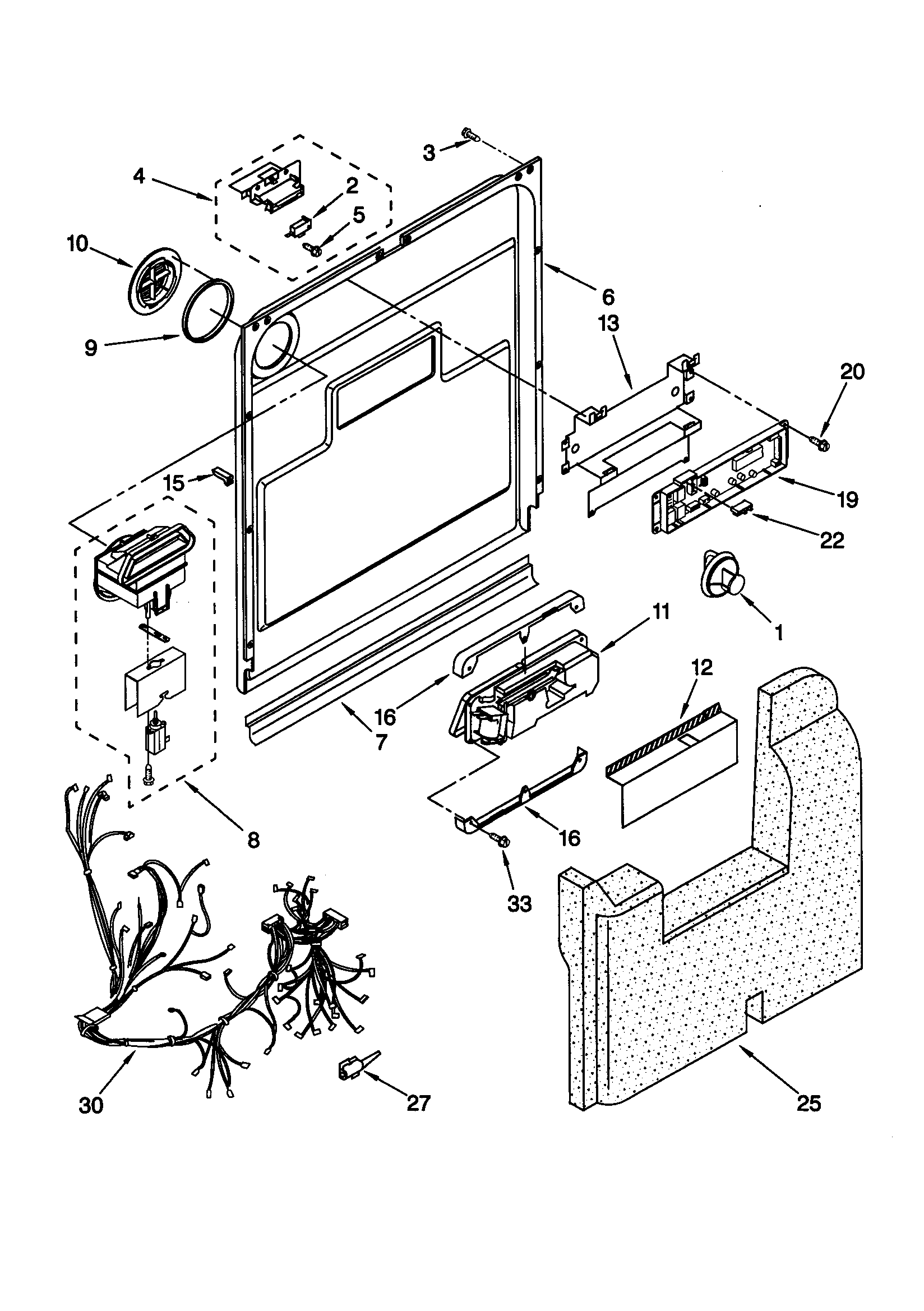KitchenAid KUDY24SEAL0 door and latch diagram